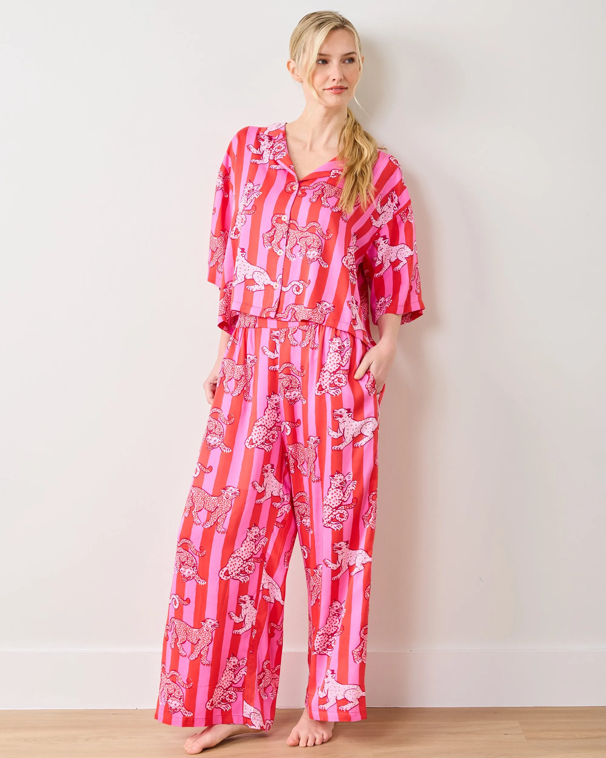 Leopard Stripes - Eco Satin Wildest Dreams Set - Pink Cabana sold by Printfresh product image thumbnail 2