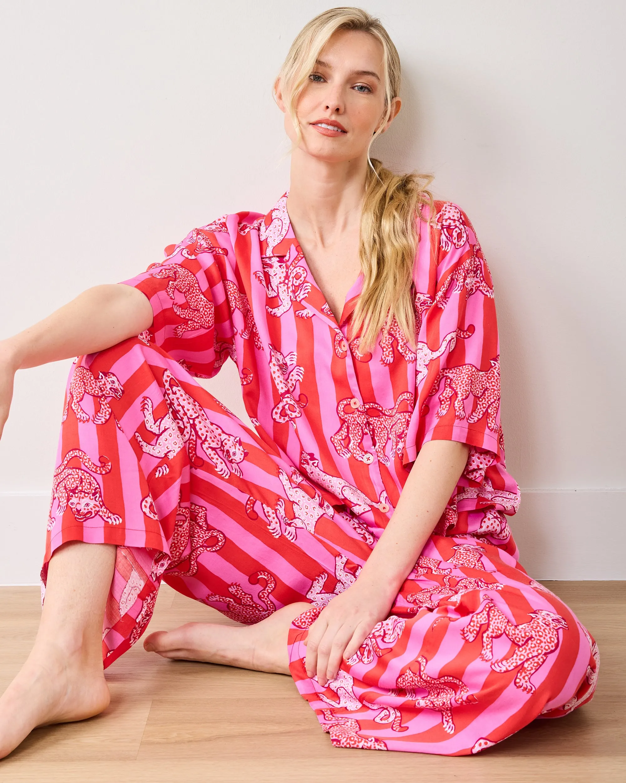 Leopard Stripes - Eco Satin Wildest Dreams Set - Pink Cabana sold by Printfresh