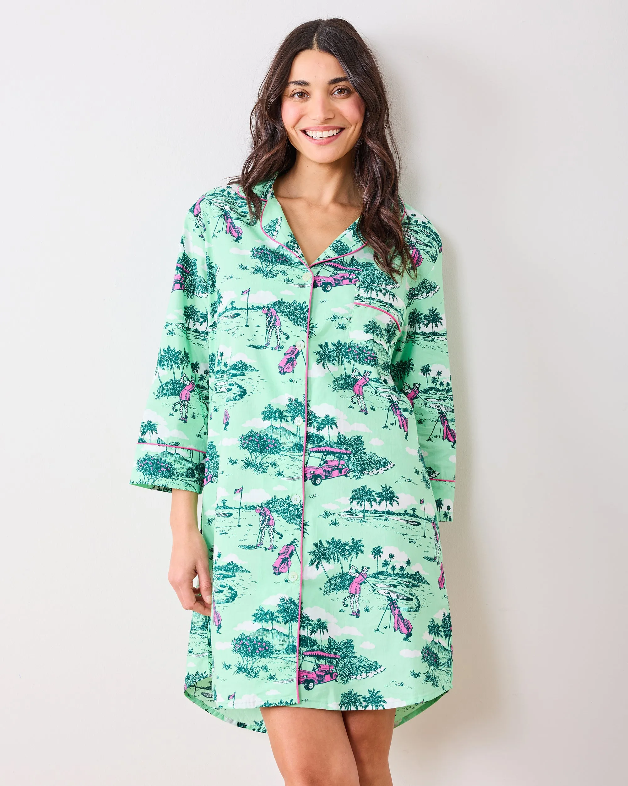 Golf Toile - Sleep Shirt - Putting Green sold by Printfresh