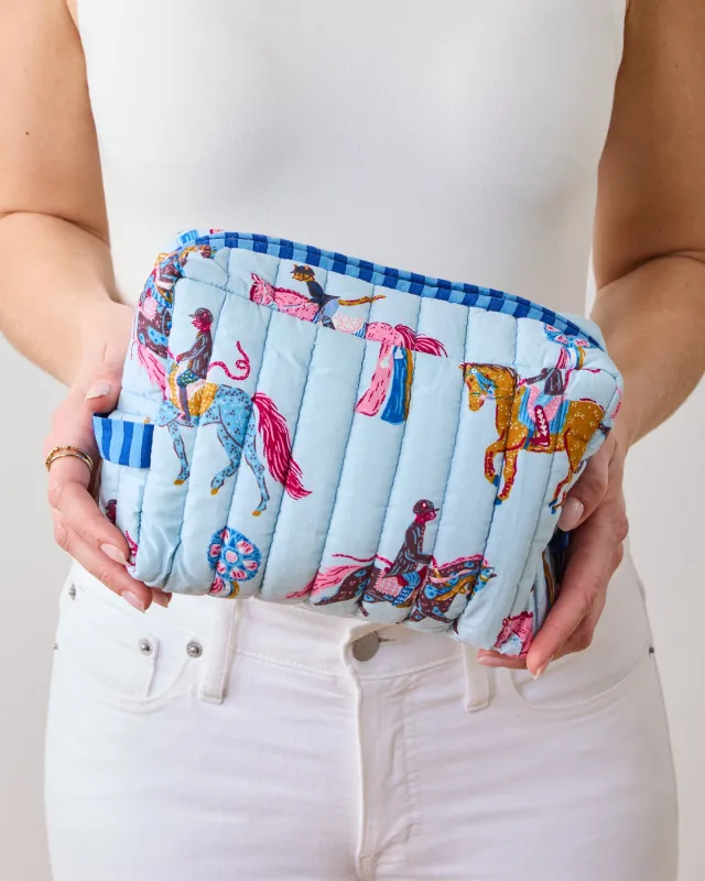 Horse Show - Quilted Pouch - Powder Blue sold by Printfresh