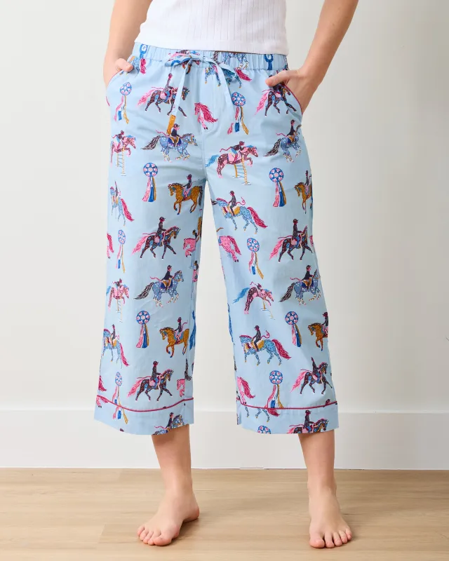 Horse Show - Cropped PJ Pants - Blue Ribbon sold by Printfresh