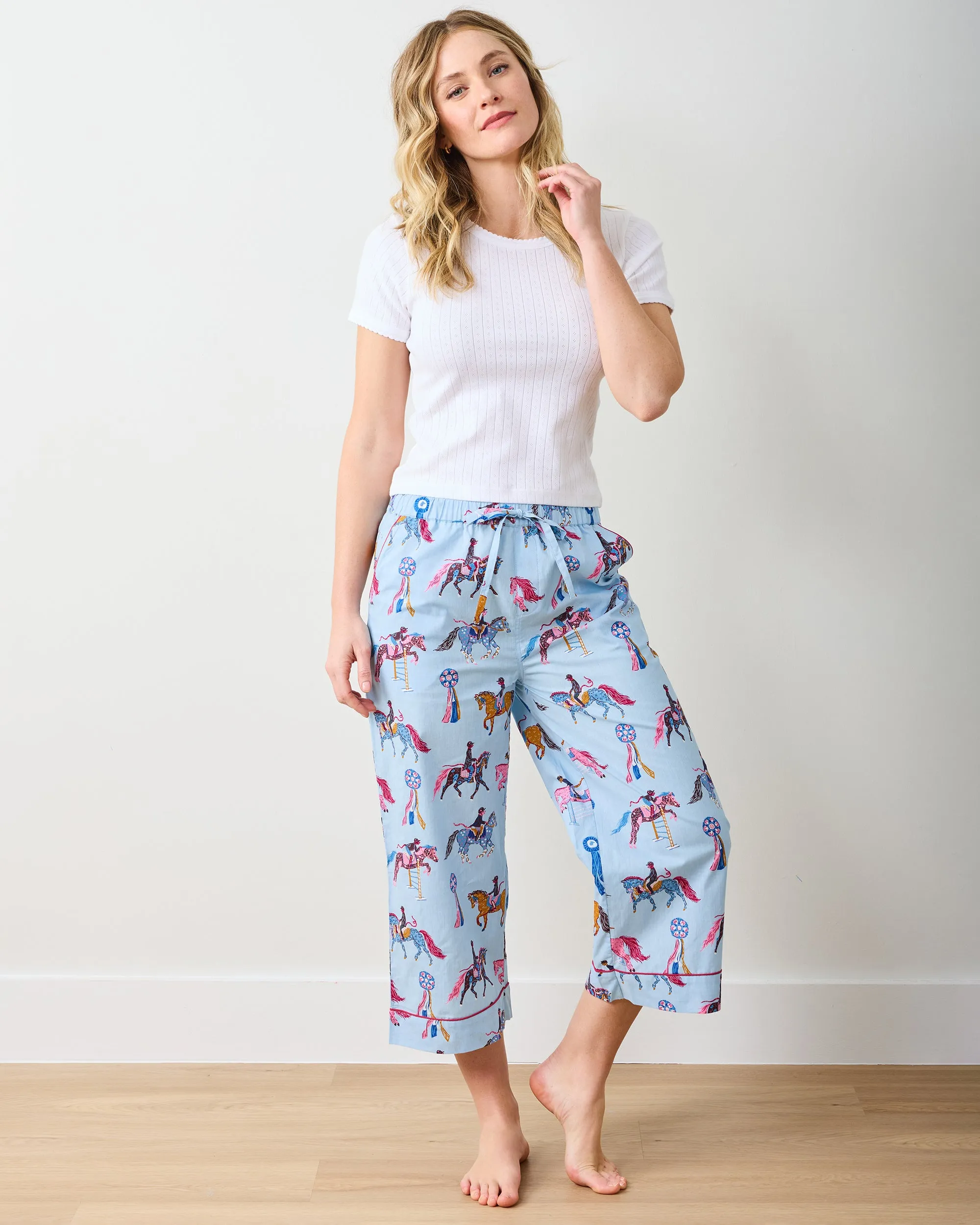 Horse Show - Cropped PJ Pants - Blue Ribbon sold by Printfresh product image thumbnail 4