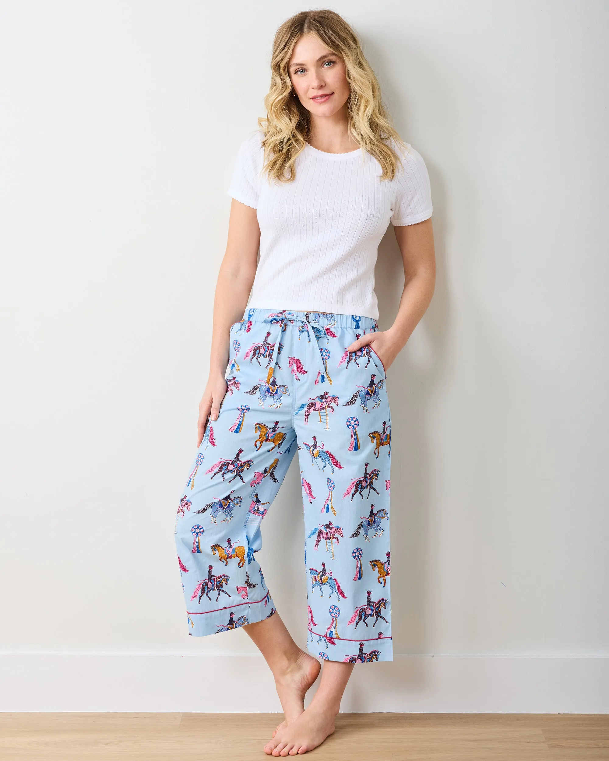 Horse Show - Cropped PJ Pants - Blue Ribbon sold by Printfresh product image thumbnail 2