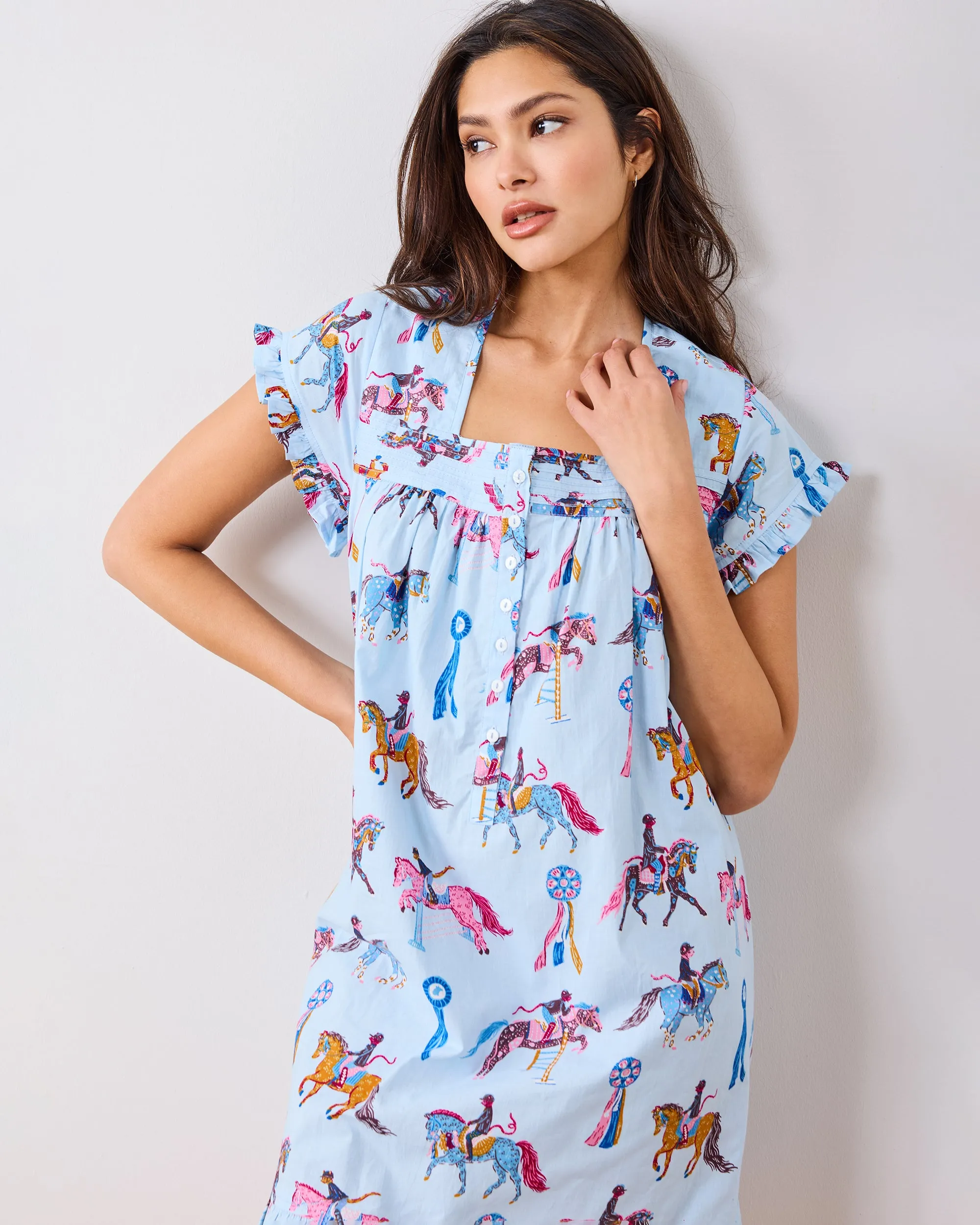 Horse Show - Pintuck Nightgown - Blue Ribbon sold by Printfresh product image thumbnail 4