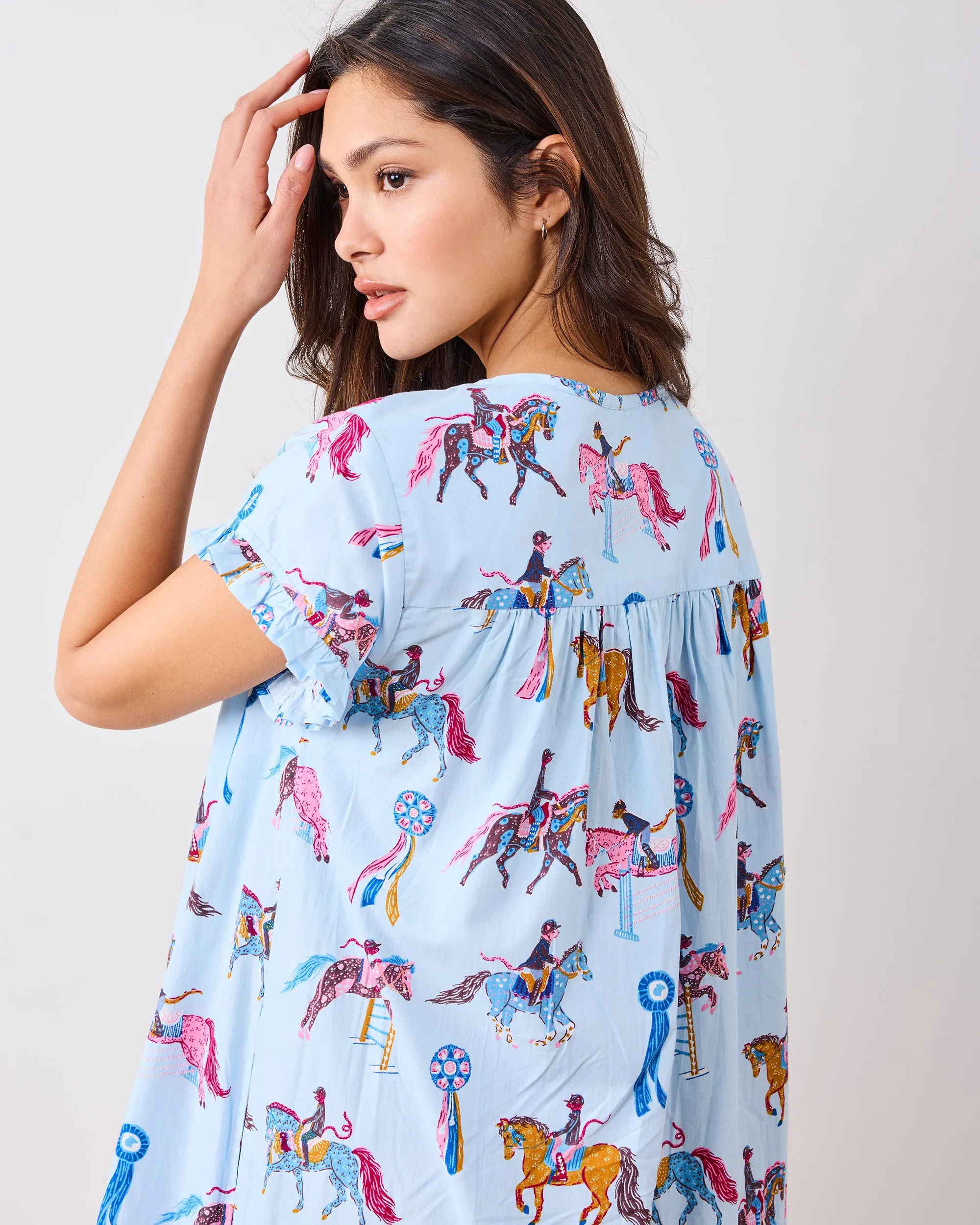 Horse Show - Pintuck Nightgown - Blue Ribbon sold by Printfresh product image thumbnail 3