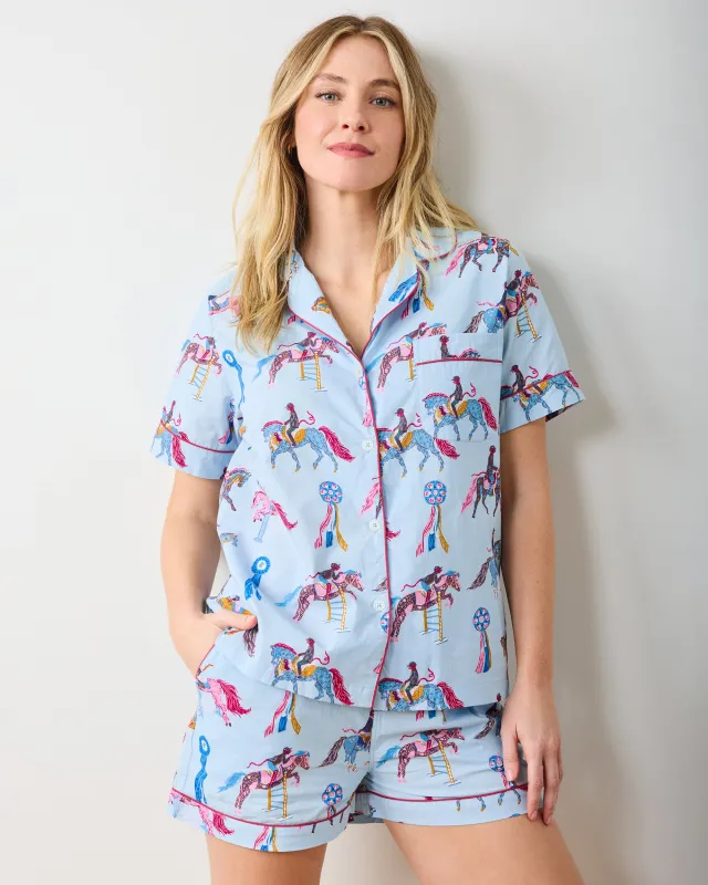 Horse Show - Short PJ Set - Blue Ribbon sold by Printfresh