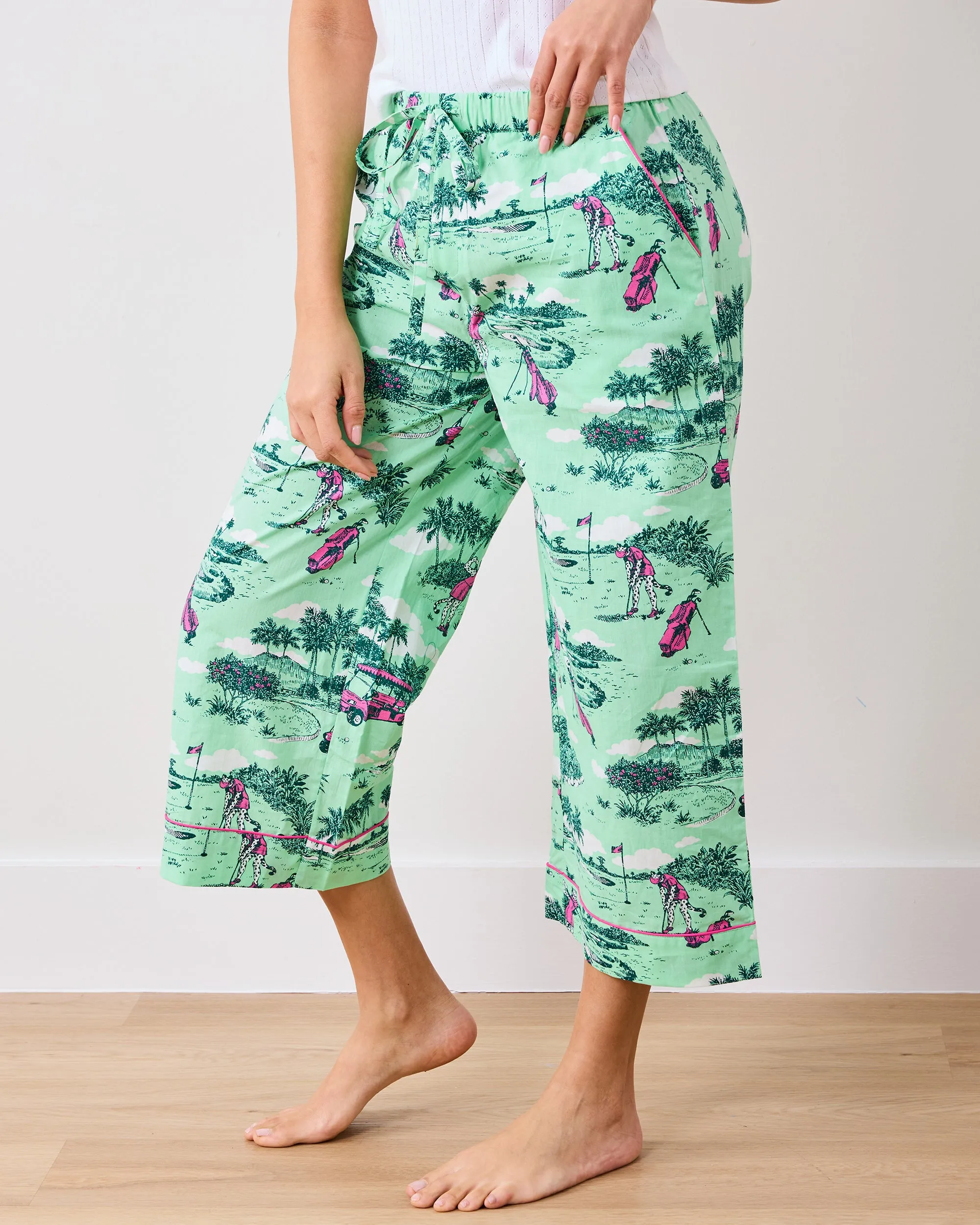 Golf Toile - Cropped PJ Pants - Putting Green sold by Printfresh product image thumbnail 2