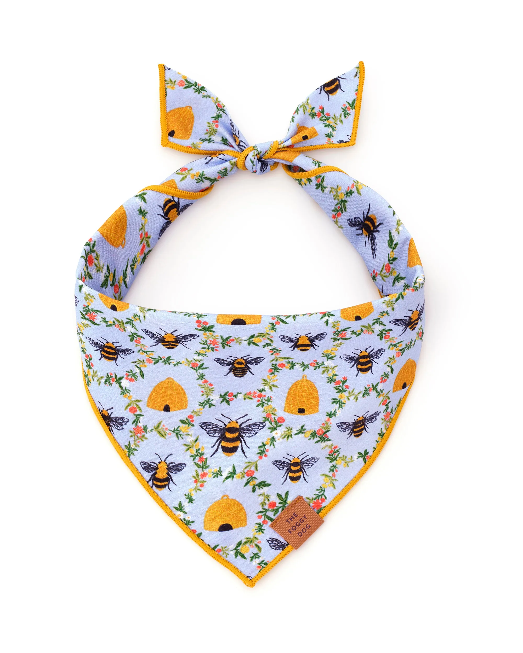 PF x The Foggy Dog Sweet Bee - Dog Bandana - Soft Blue sold by Printfresh product image thumbnail 3