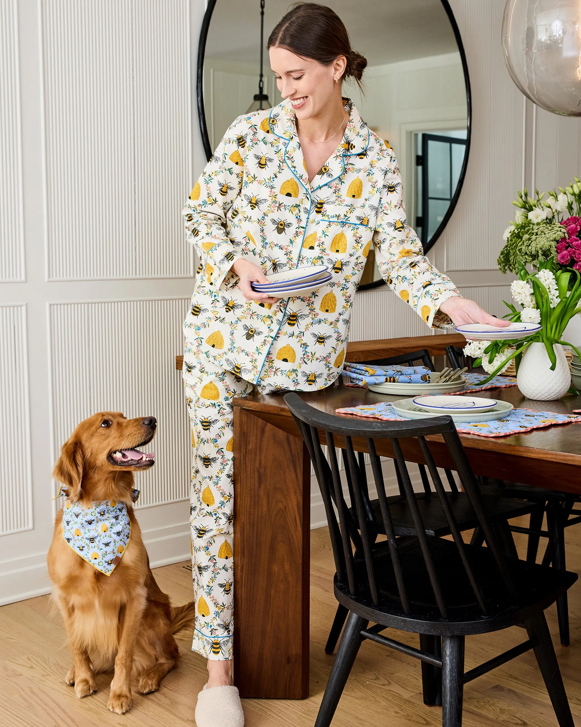 PF x The Foggy Dog Sweet Bee - Dog Bandana - Soft Blue sold by Printfresh product image thumbnail 2