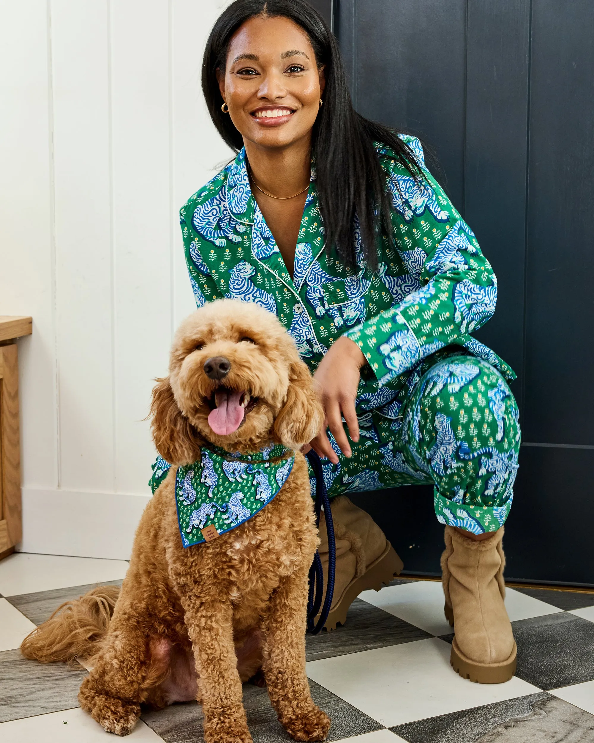 PF x The Foggy Dog Tiger Queen - Dog Bandana - Jade sold by Printfresh product image thumbnail 2