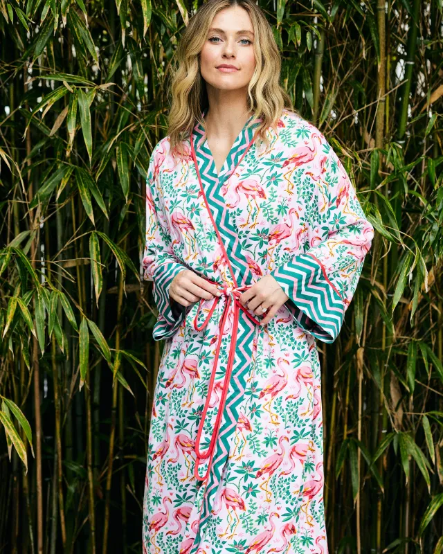 Flock of Flamingos - Eco Satin Robe - Rose sold by Printfresh