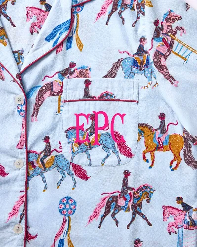 Horse Show - Short PJ Set - Blue Ribbon sold by Printfresh