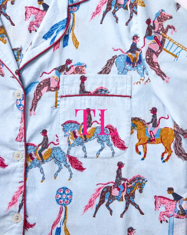 Horse Show - Short PJ Set - Blue Ribbon sold by Printfresh
