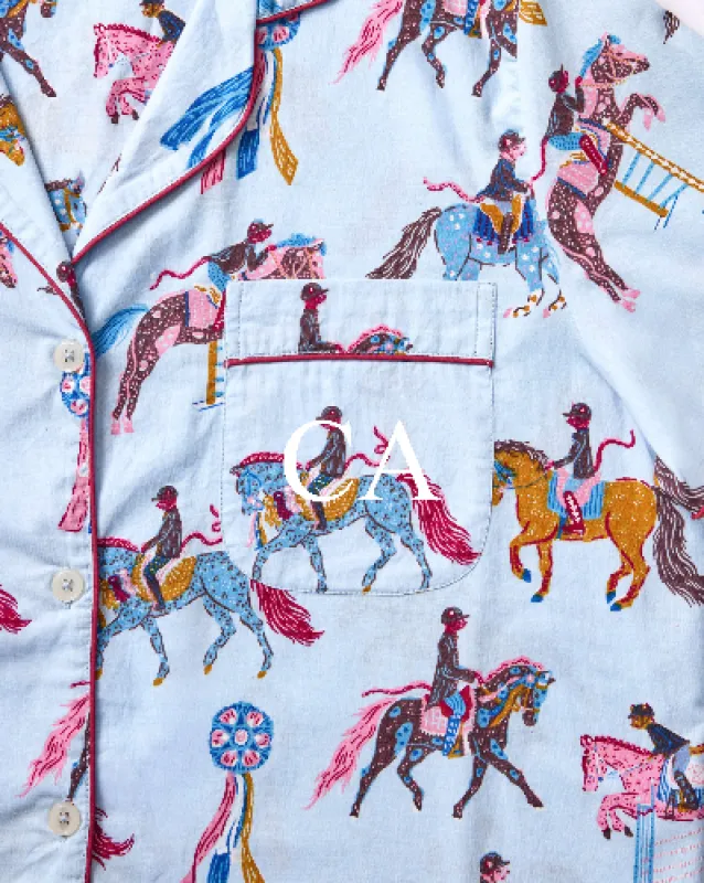 Horse Show - Short PJ Set - Blue Ribbon sold by Printfresh