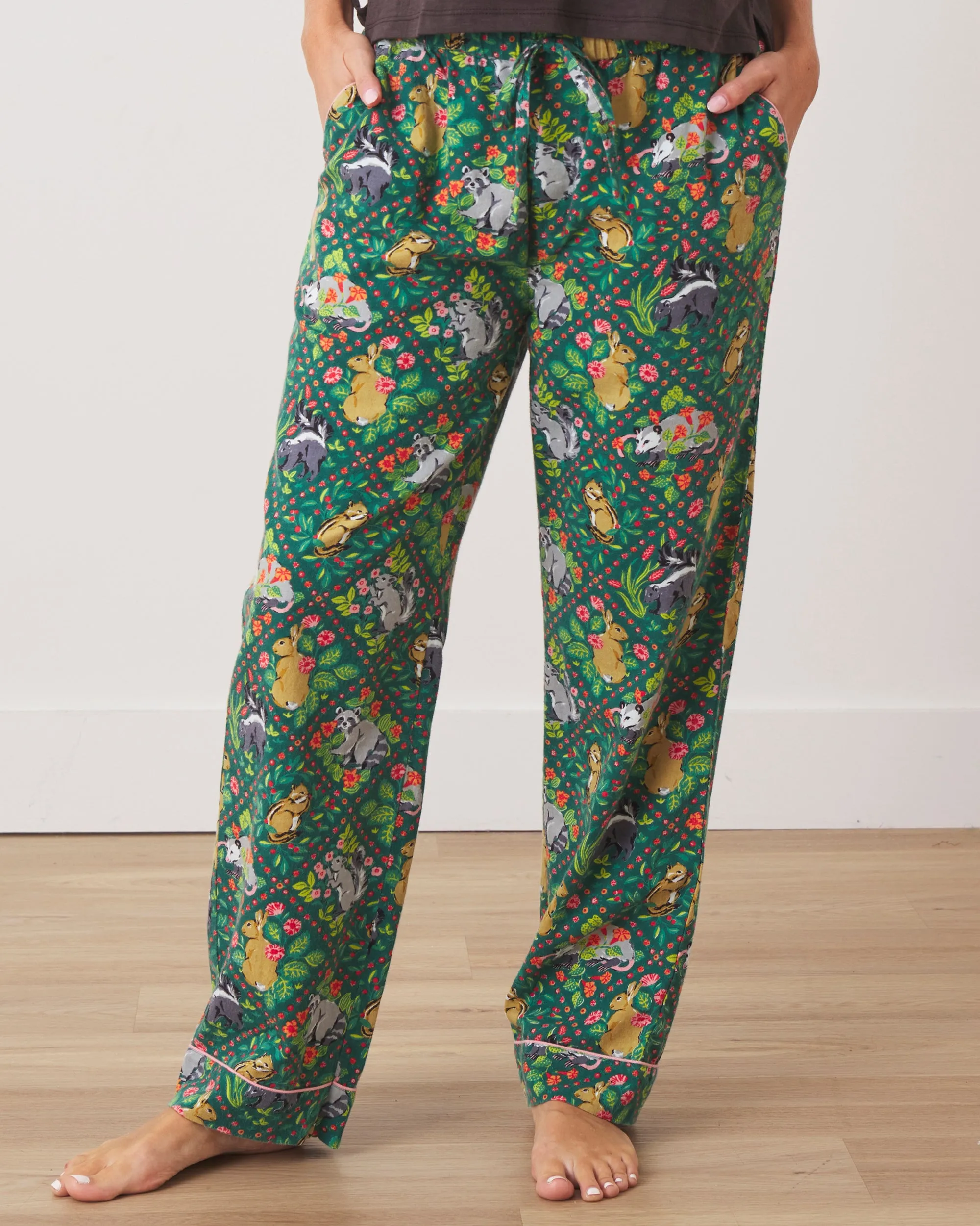 Woodland Critters - T-Shirt & Lightweight Flannel PJ Pants Set - Fern sold by Printfresh product image thumbnail 3