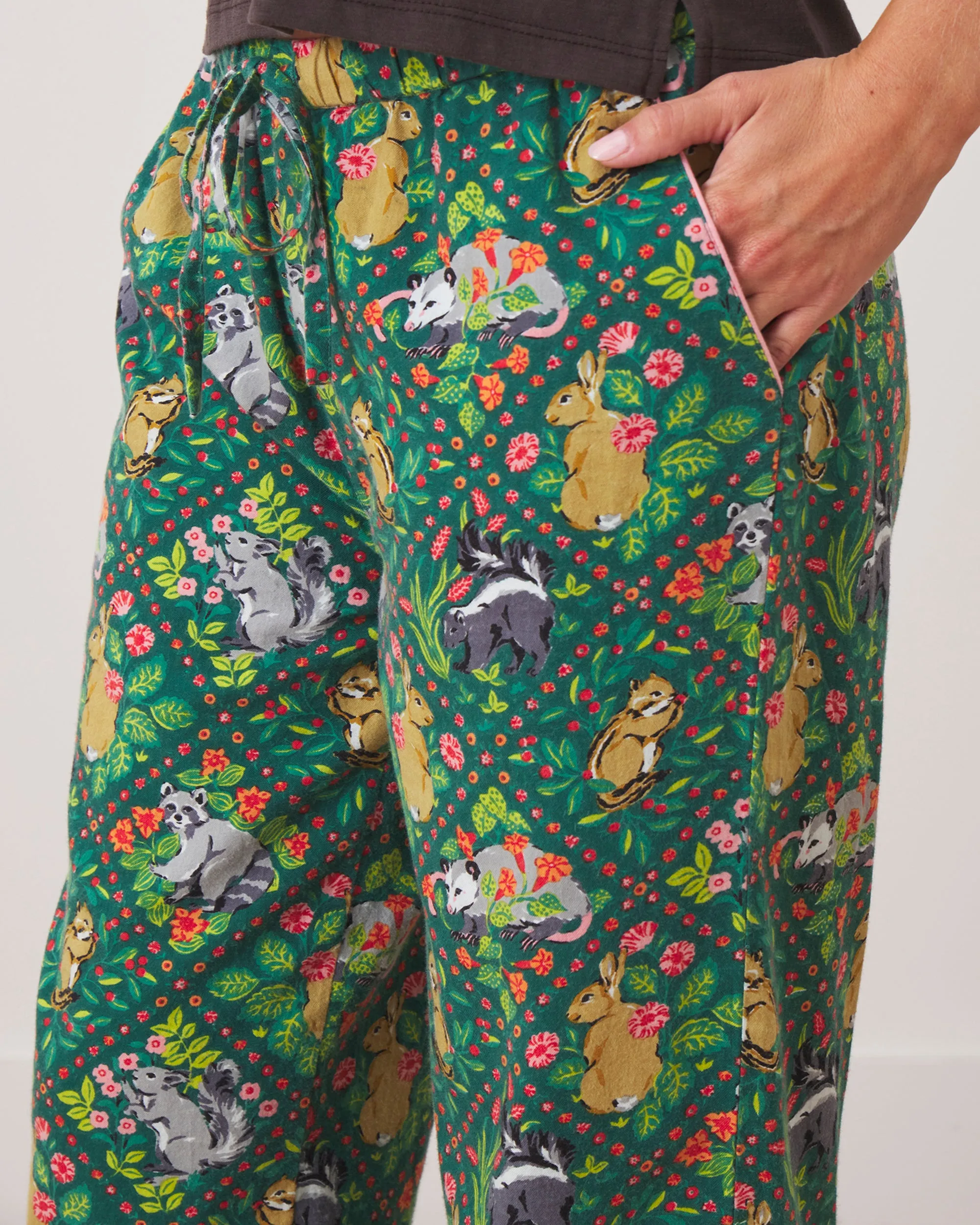 Woodland Critters - T-Shirt & Lightweight Flannel PJ Pants Set - Fern sold by Printfresh product image thumbnail 4