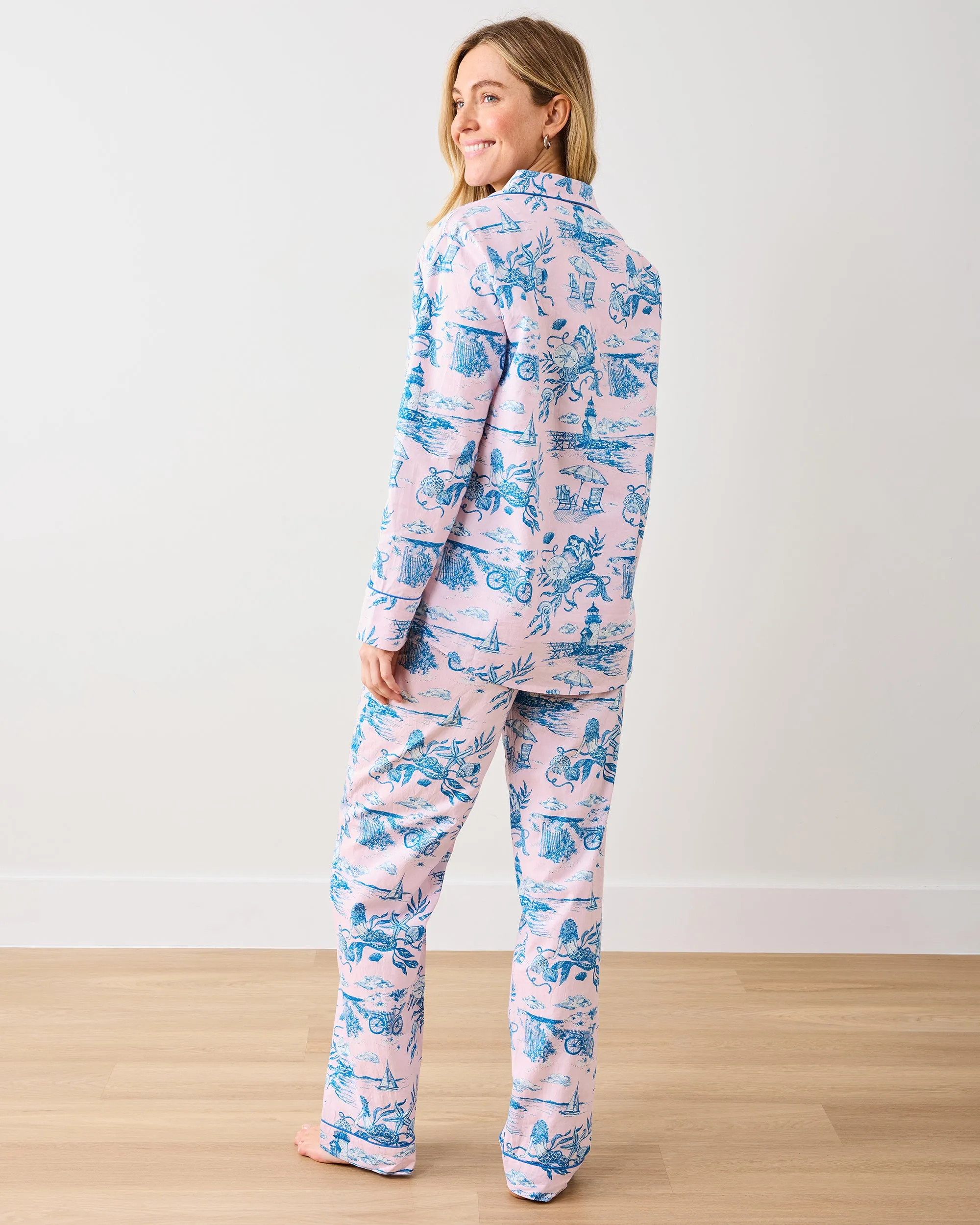 Mermaid Toile - Petite Long PJ Set - Blush sold by Printfresh product image thumbnail 4
