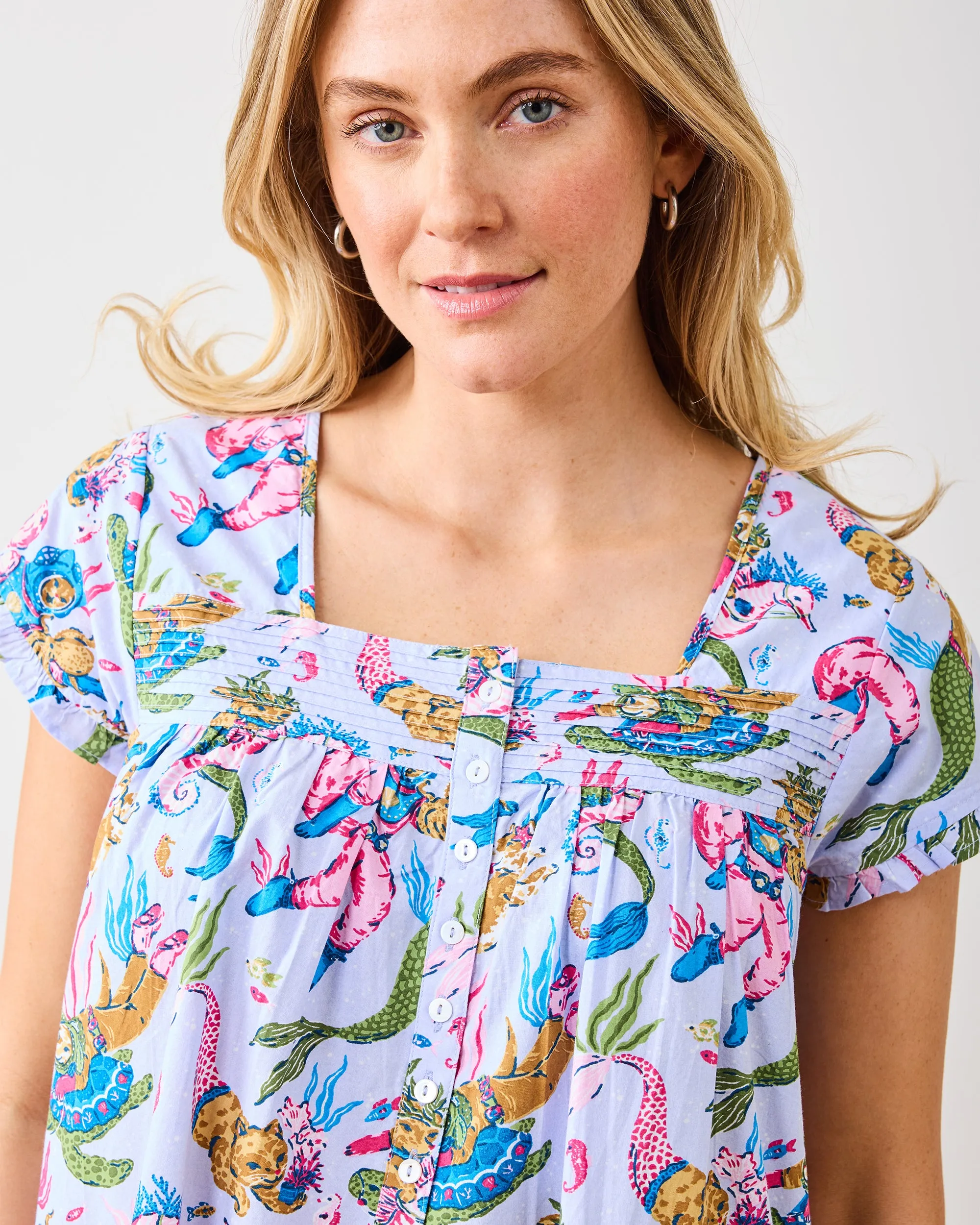 Deep Sea Divers - Pintuck Nightgown - Lavender Sorbet sold by Printfresh product image thumbnail 3