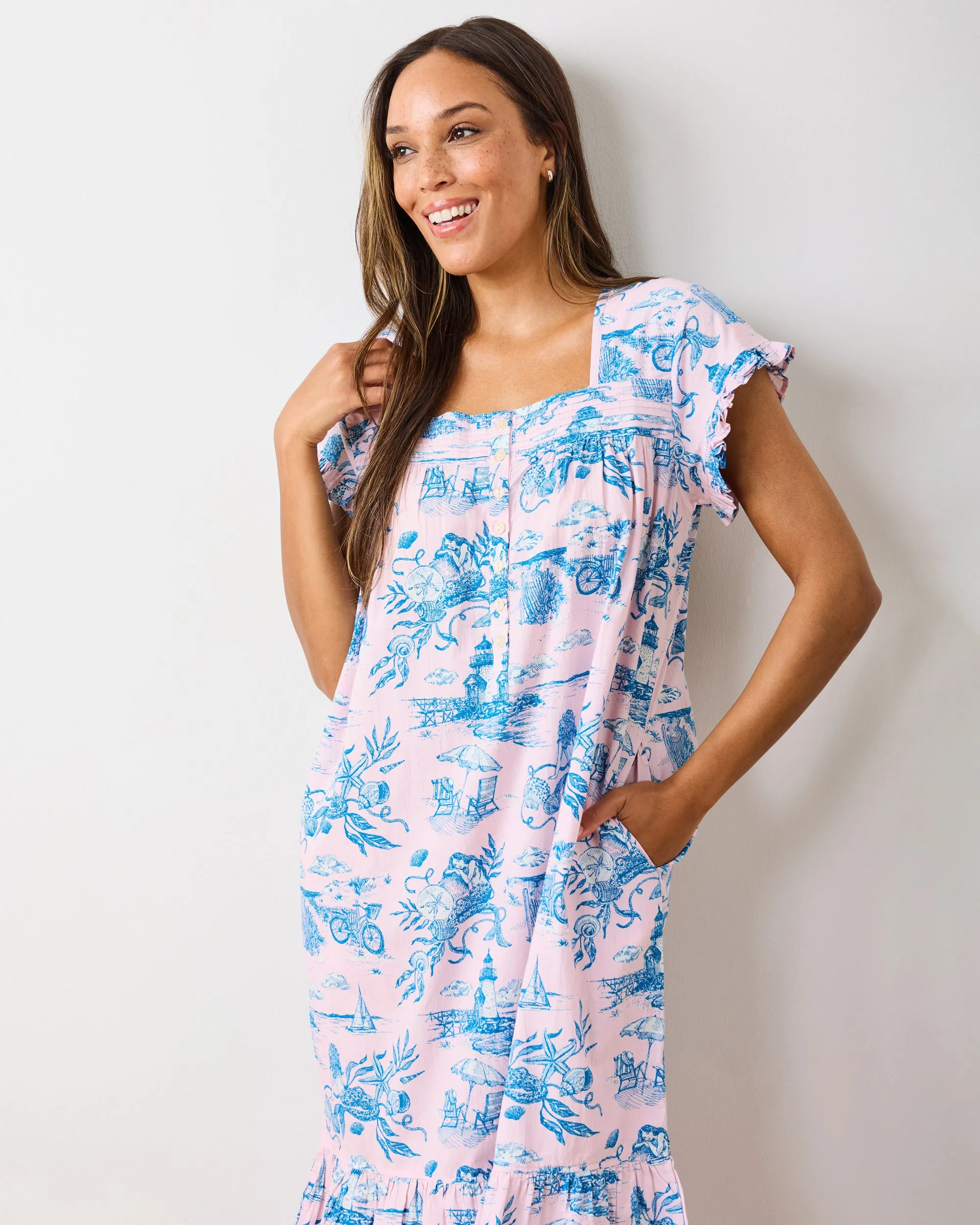 Mermaid Toile - Daylight Nightgown - Blush sold by Printfresh product image thumbnail 2