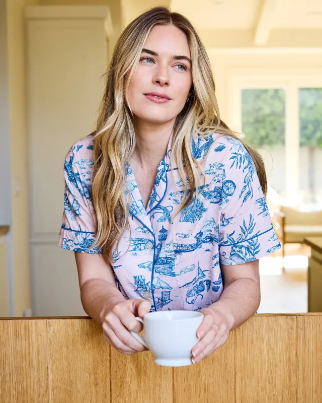 Mermaid Toile - Short PJ Set - Blush sold by Printfresh