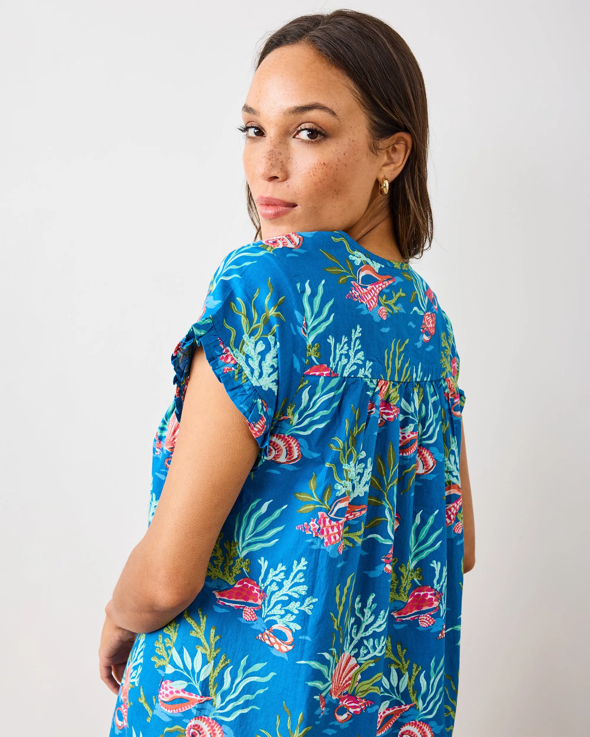 Coral & Conch - Pintuck Nightgown - Ocean Breeze sold by Printfresh product image thumbnail 3