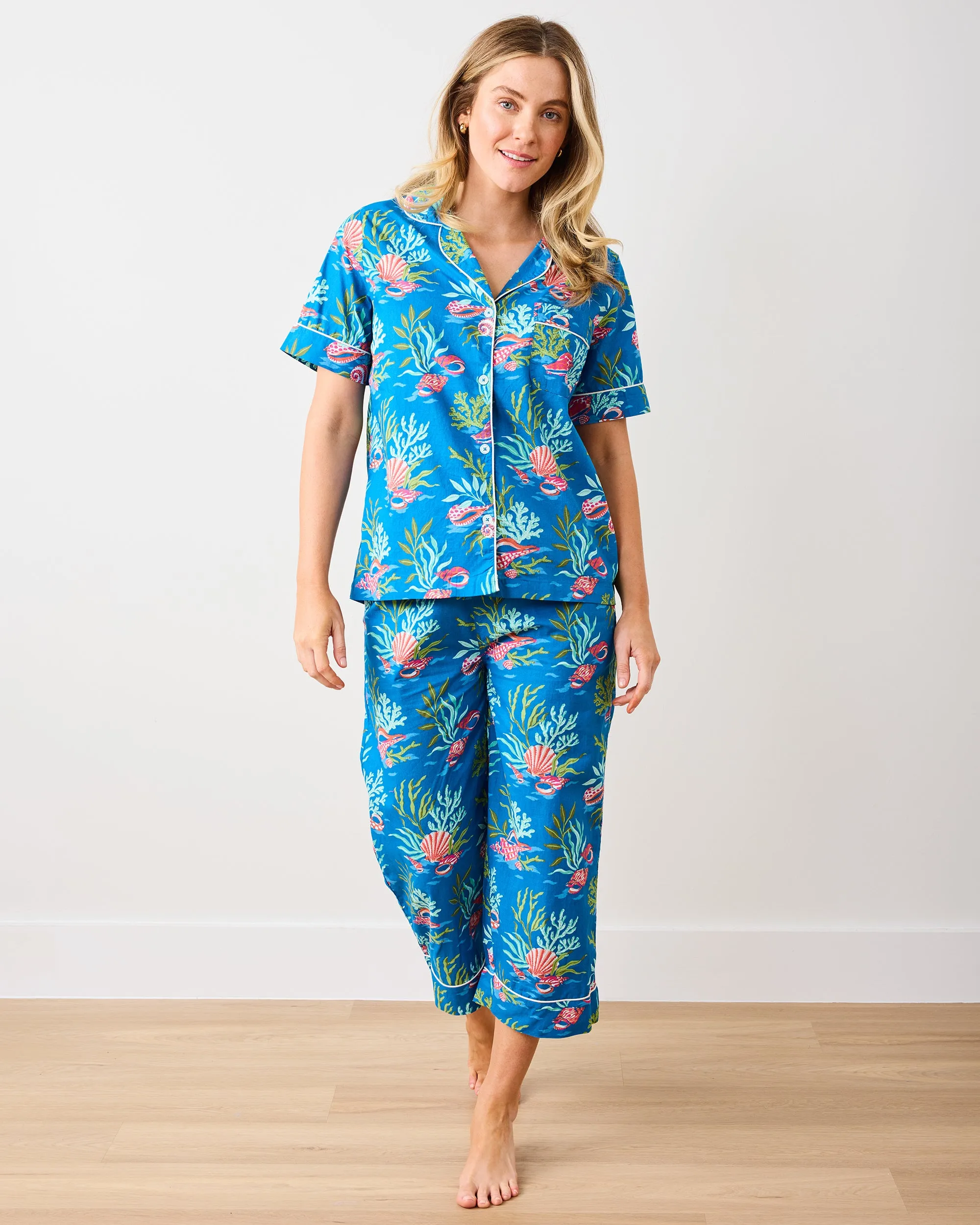 Coral & Conch - Short Sleeve Top & Cropped Pants Set - Ocean Breeze sold by Printfresh product image thumbnail 5