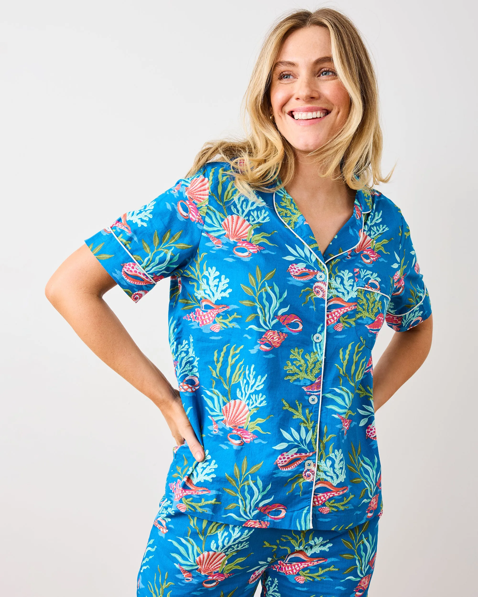 Coral & Conch - Short Sleeve Top & Cropped Pants Set - Ocean Breeze sold by Printfresh product image thumbnail 4