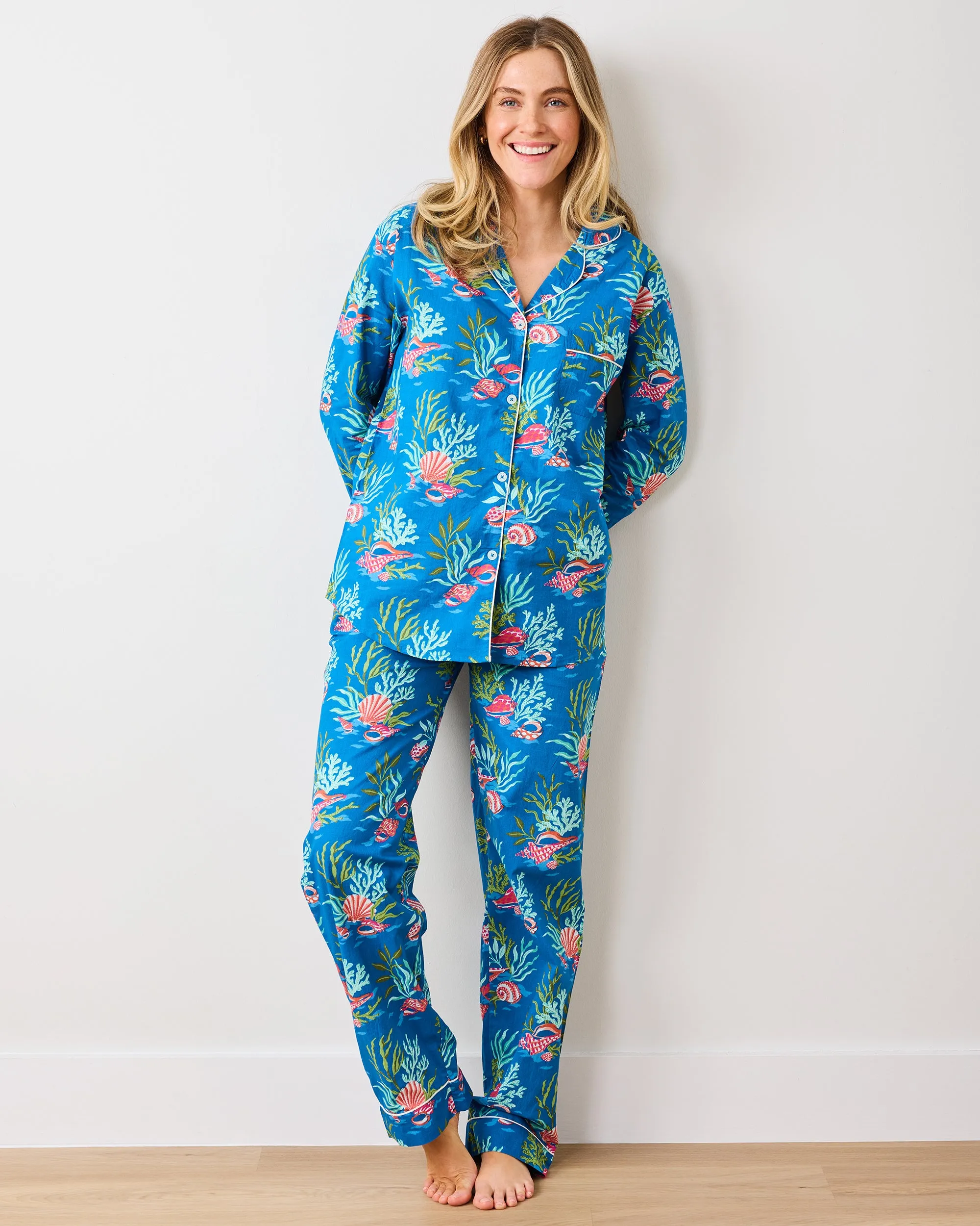 Coral & Conch - Long PJ Set - Ocean Breeze sold by Printfresh product image thumbnail 2