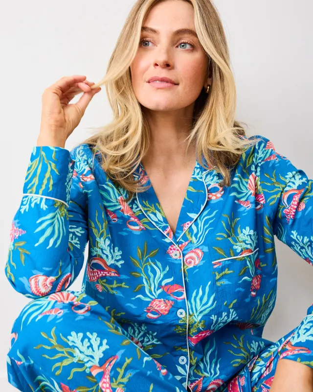 Coral & Conch - Long PJ Set - Ocean Breeze sold by Printfresh