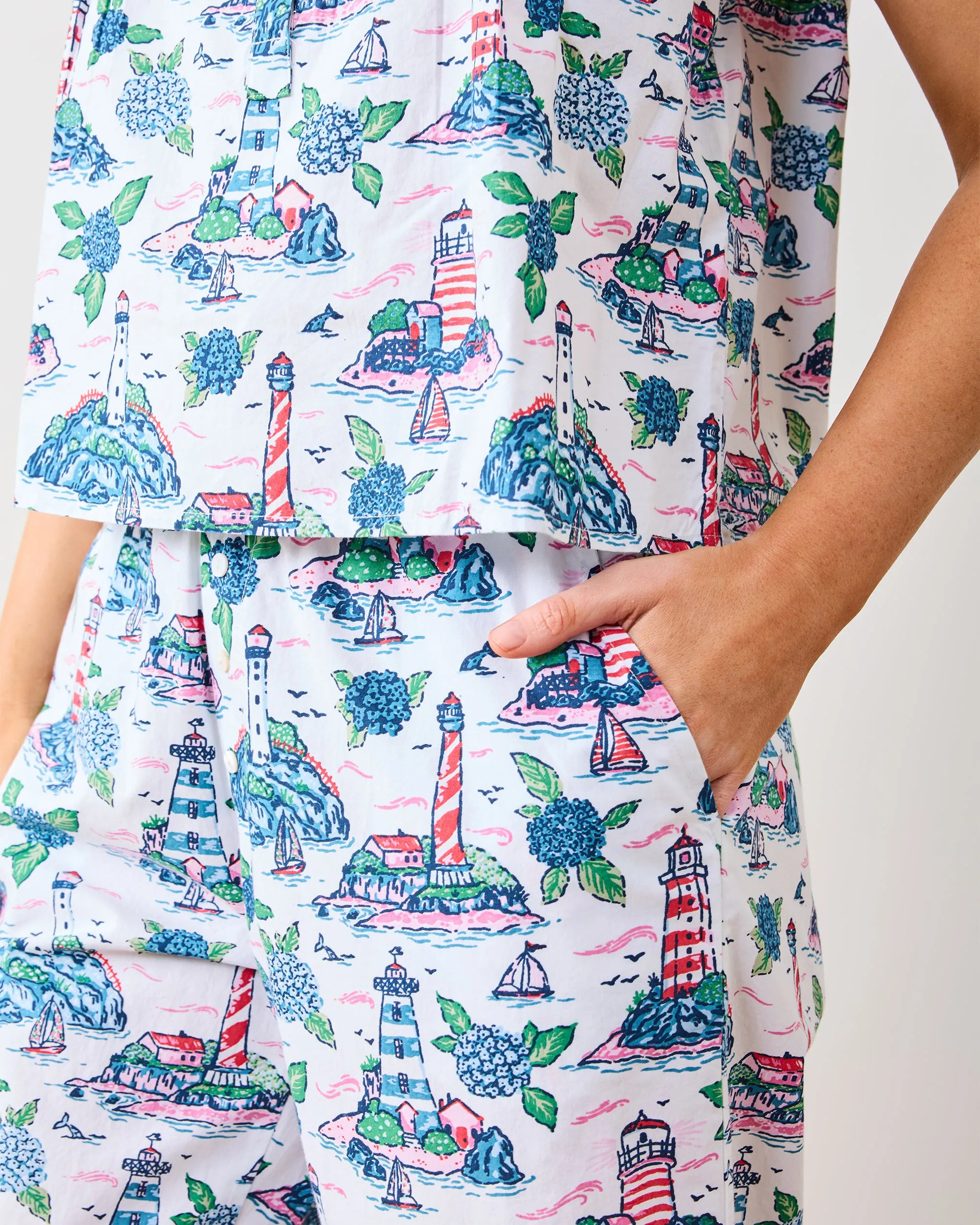 Lighthouse Keeper - Pintuck Cropped Pant Set - Cloud sold by Printfresh product image thumbnail 4