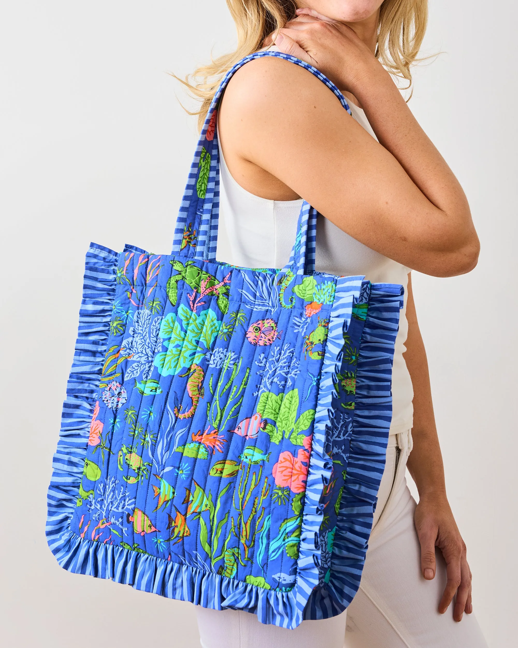 Oceania - Ruffle Tote - Sapphire sold by Printfresh