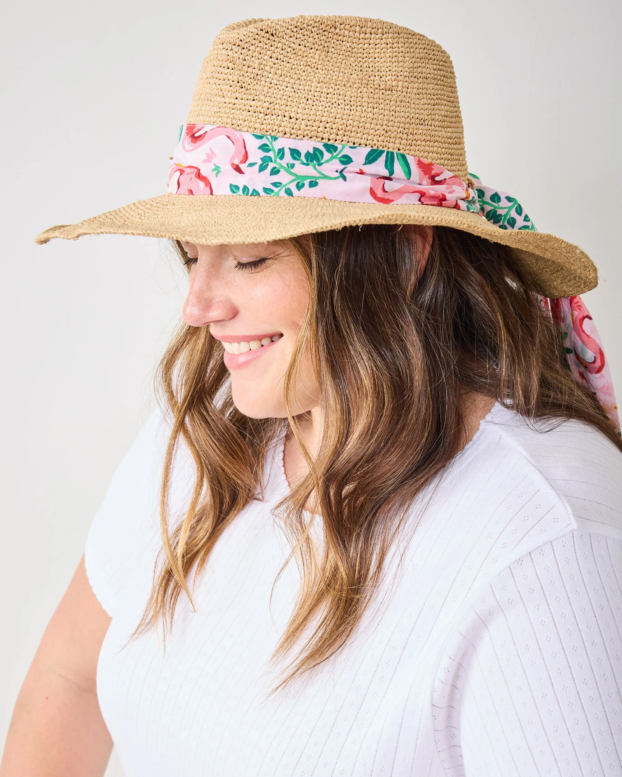 Flock Of Flamingos - Laguna Hat Tie - Rose sold by Printfresh