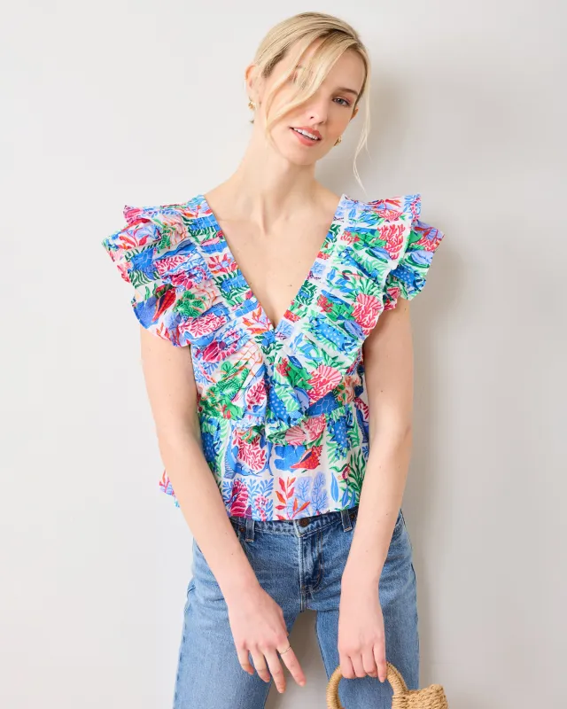 Stained Glass Sea - Lola Blouse - Cloud sold by Printfresh