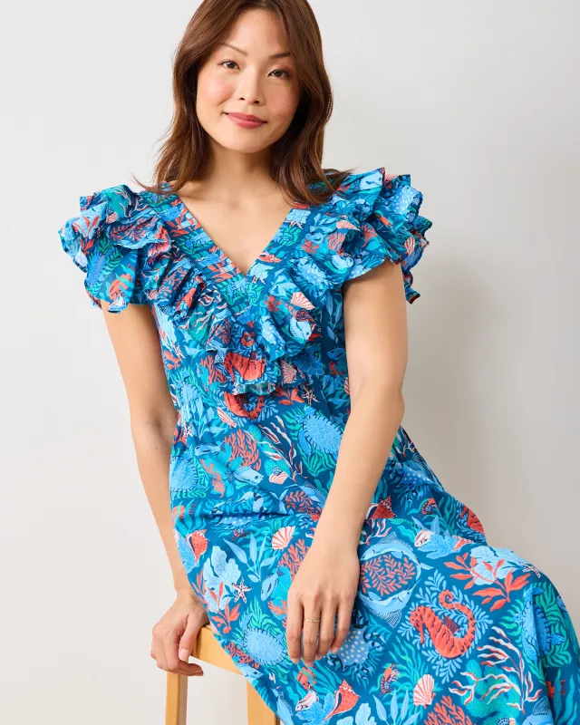 Stained Glass Sea - Lola Dress - Seaside Blue sold by Printfresh