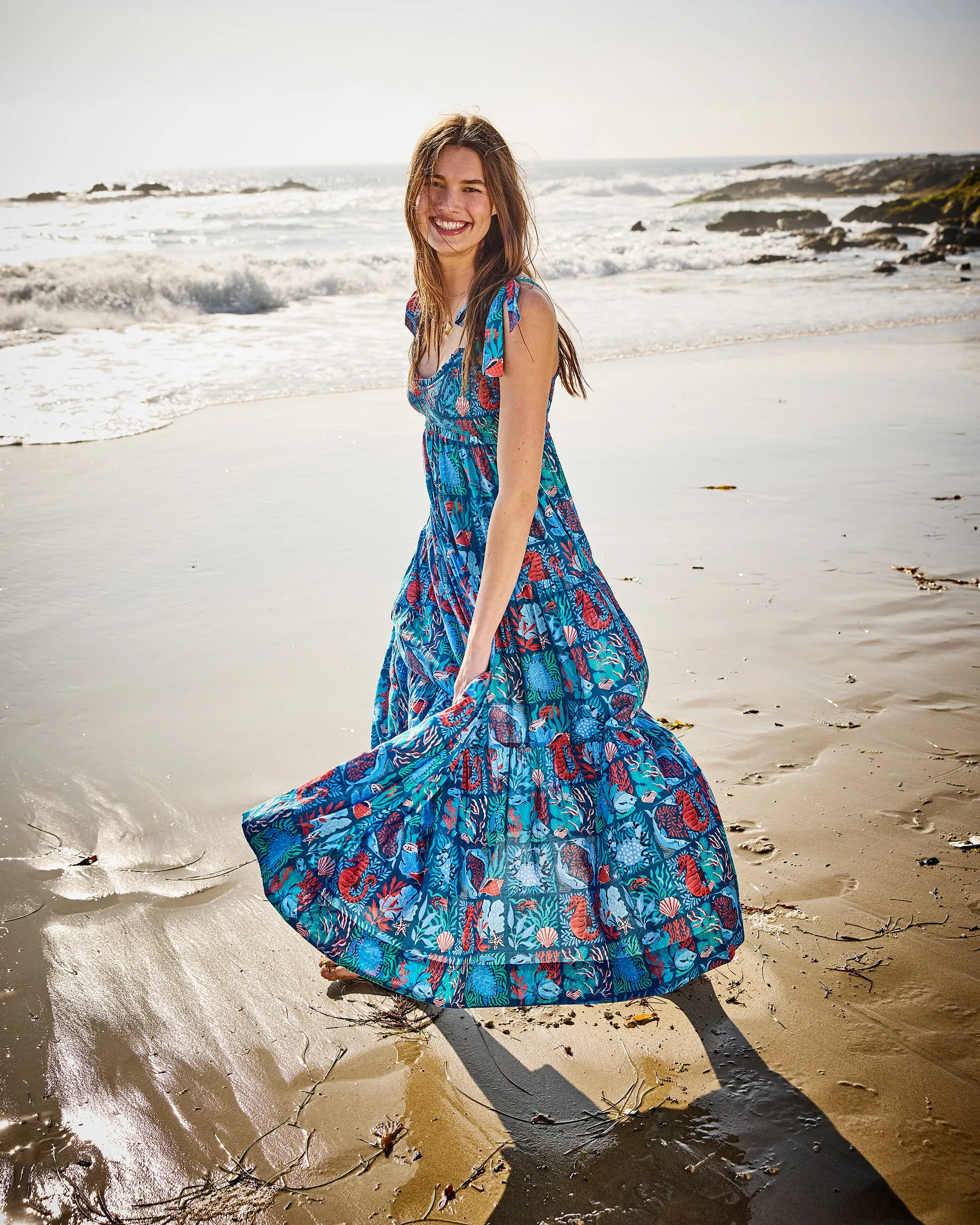 Stained Glass Sea - Siren Dress - Seaside Blue sold by Printfresh