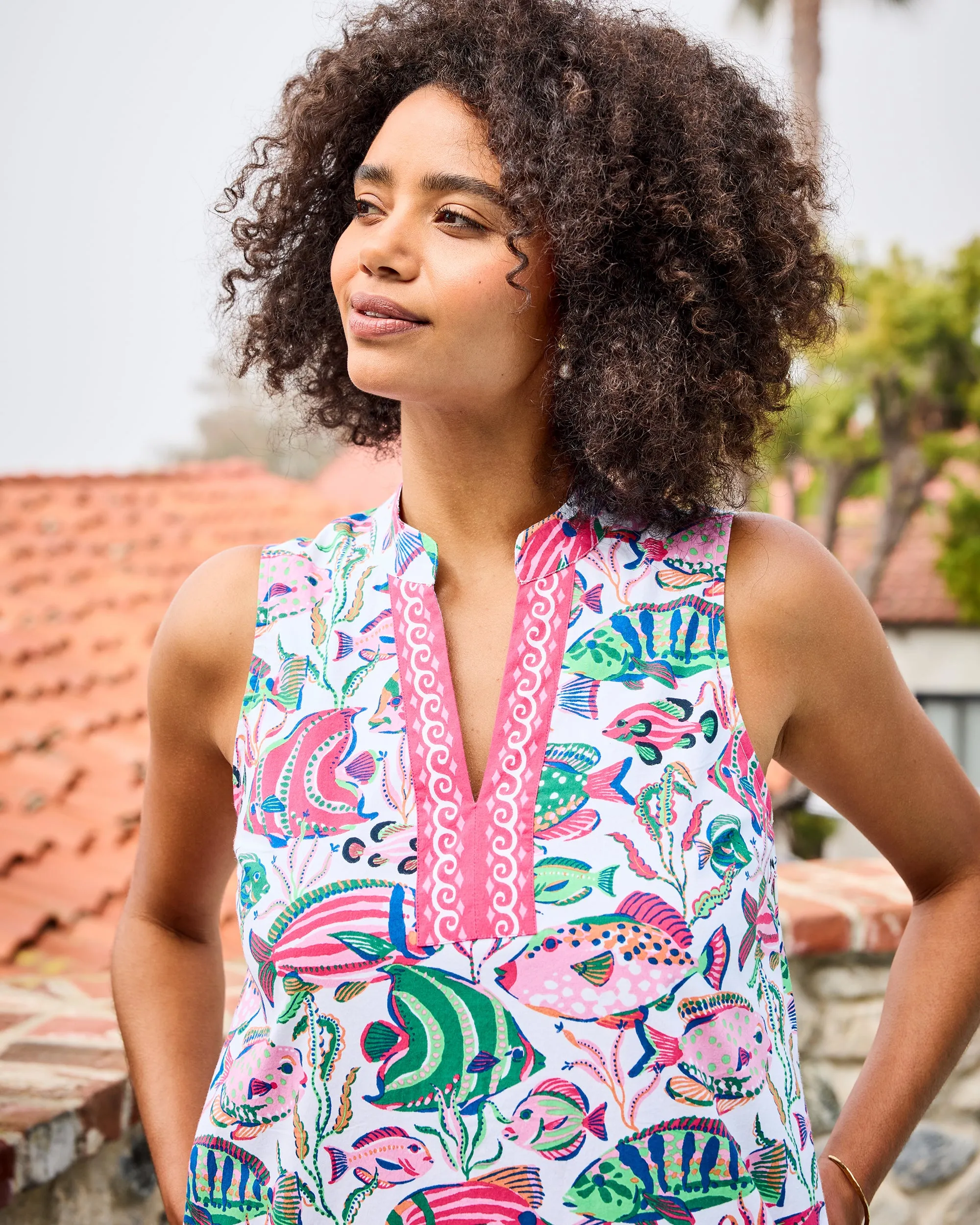 Tropical Fish - Ocean View Long Tunic Dress - Cloud sold by Printfresh product image thumbnail 3