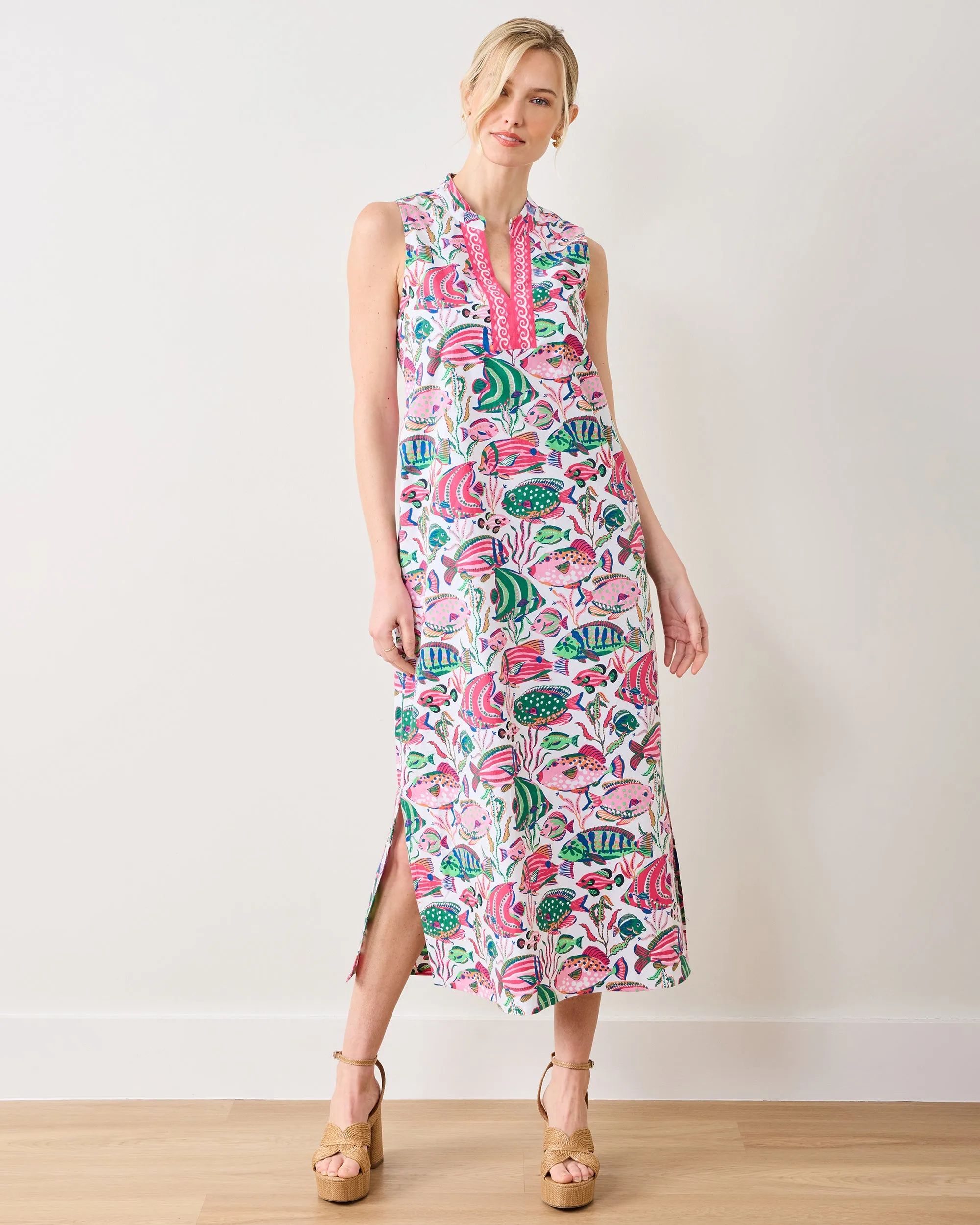 Tropical Fish - Ocean View Long Tunic Dress - Cloud sold by Printfresh product image thumbnail 2