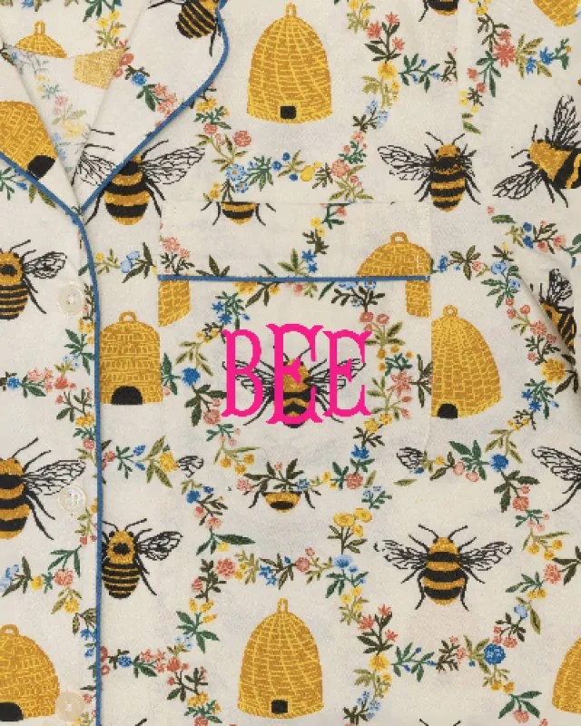 Sweet Bee - Long PJ Set - Cream sold by Printfresh