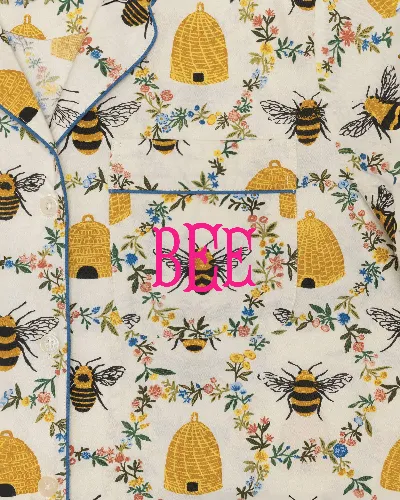 Sweet Bee - Long PJ Set - Cream sold by Printfresh
