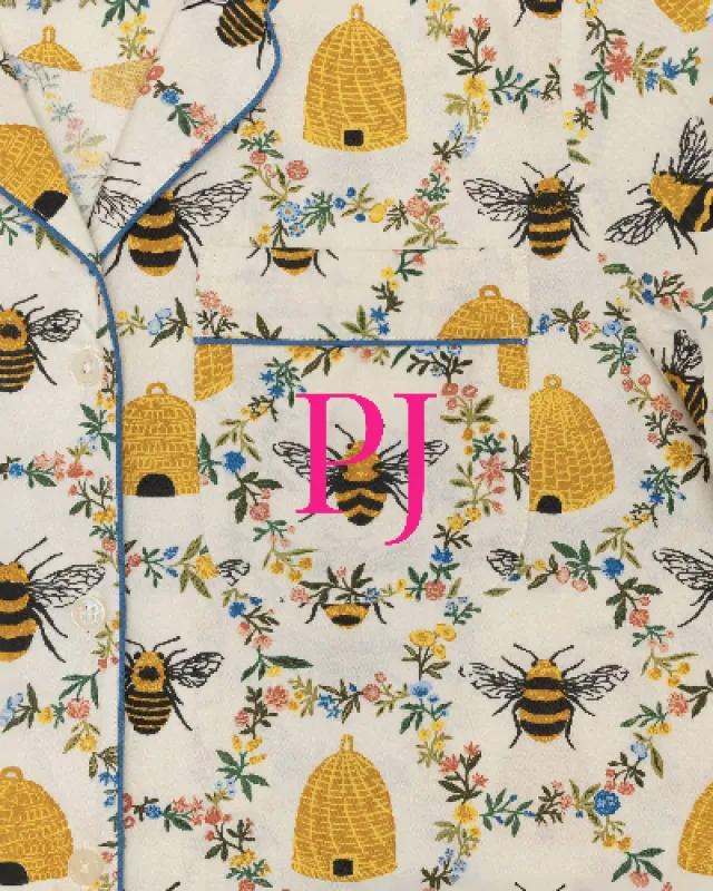Sweet Bee - Long PJ Set - Cream sold by Printfresh
