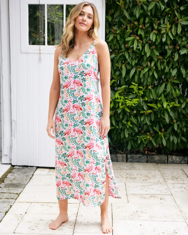 Flock of Flamingos - Eco Satin Chic to Sleep Nightie - Rose sold by Printfresh