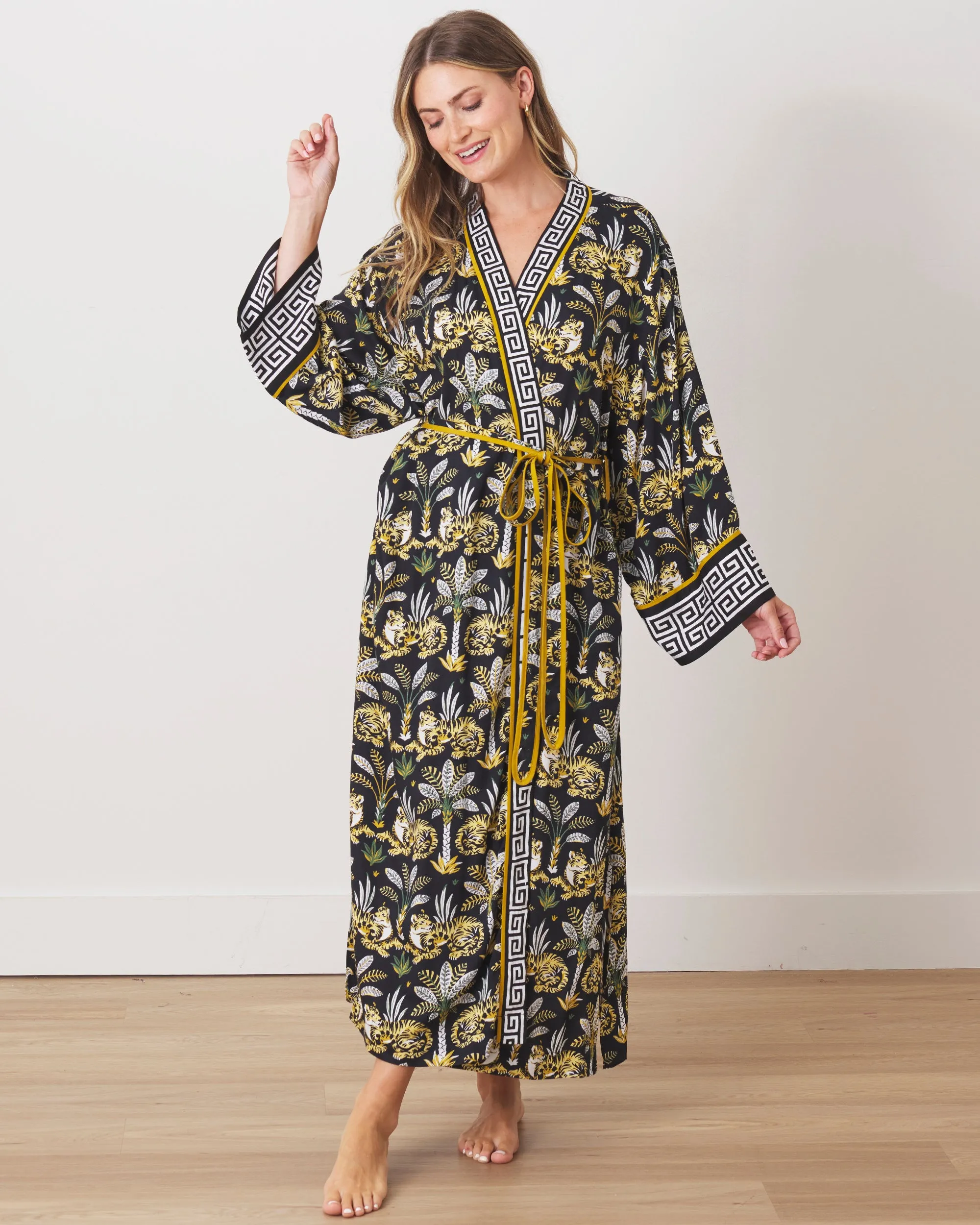 Untamed Tiger - Eco Satin Robe - Gold Ink sold by Printfresh