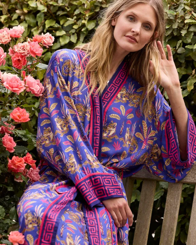 Untamed Tiger - Eco Satin Robe - Grape Soda sold by Printfresh
