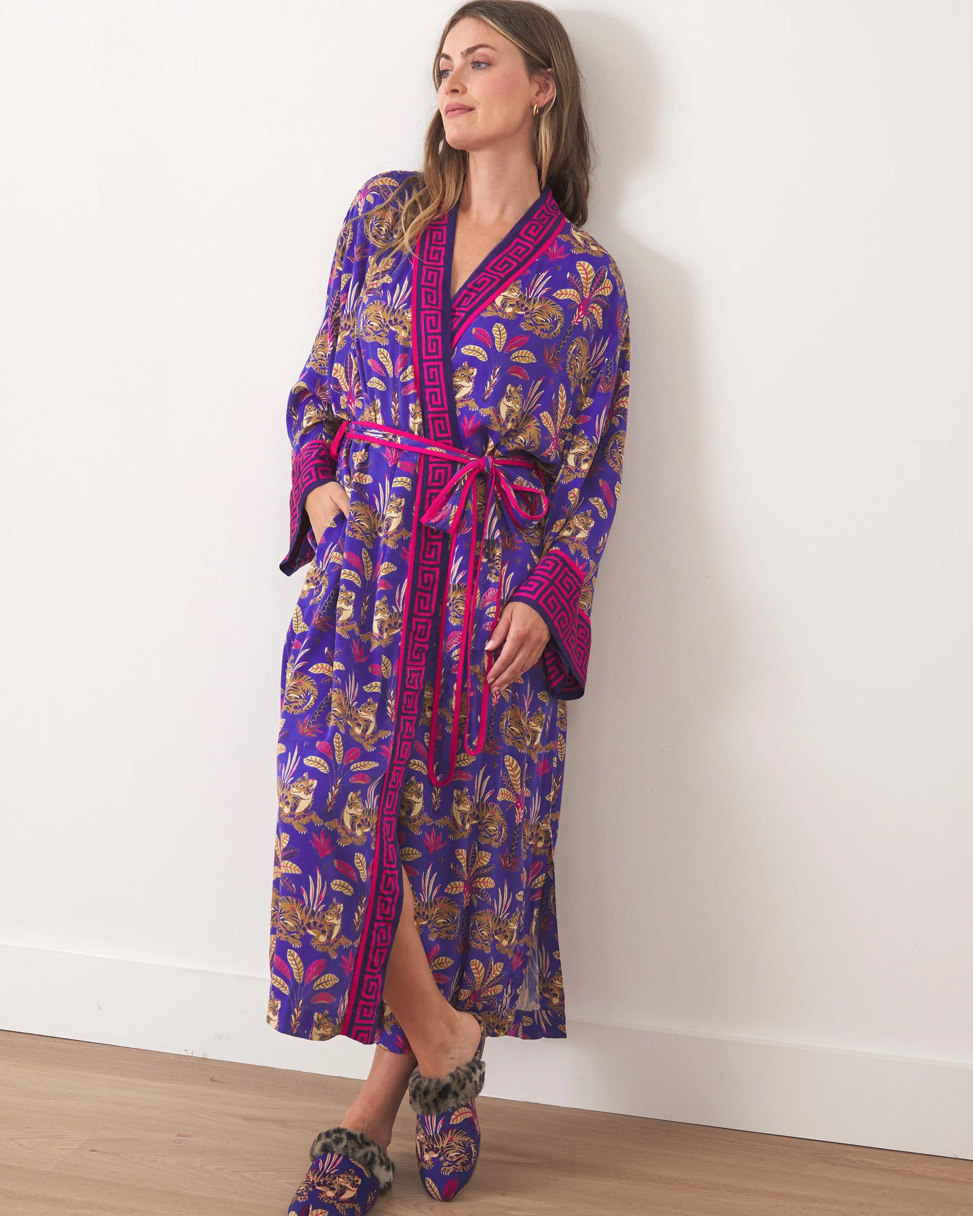 Untamed Tiger - Eco Satin Robe - Grape Soda sold by Printfresh product image thumbnail 3