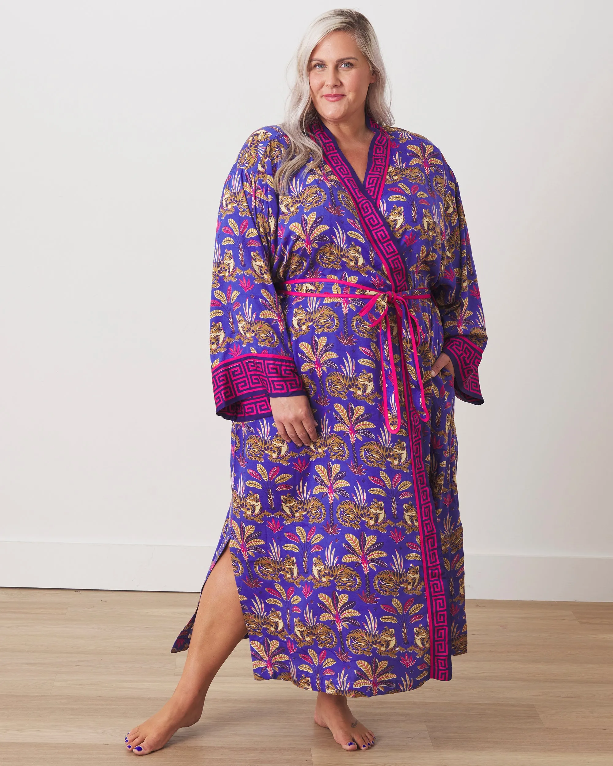 Untamed Tiger - Eco Satin Robe - Grape Soda sold by Printfresh product image thumbnail 4