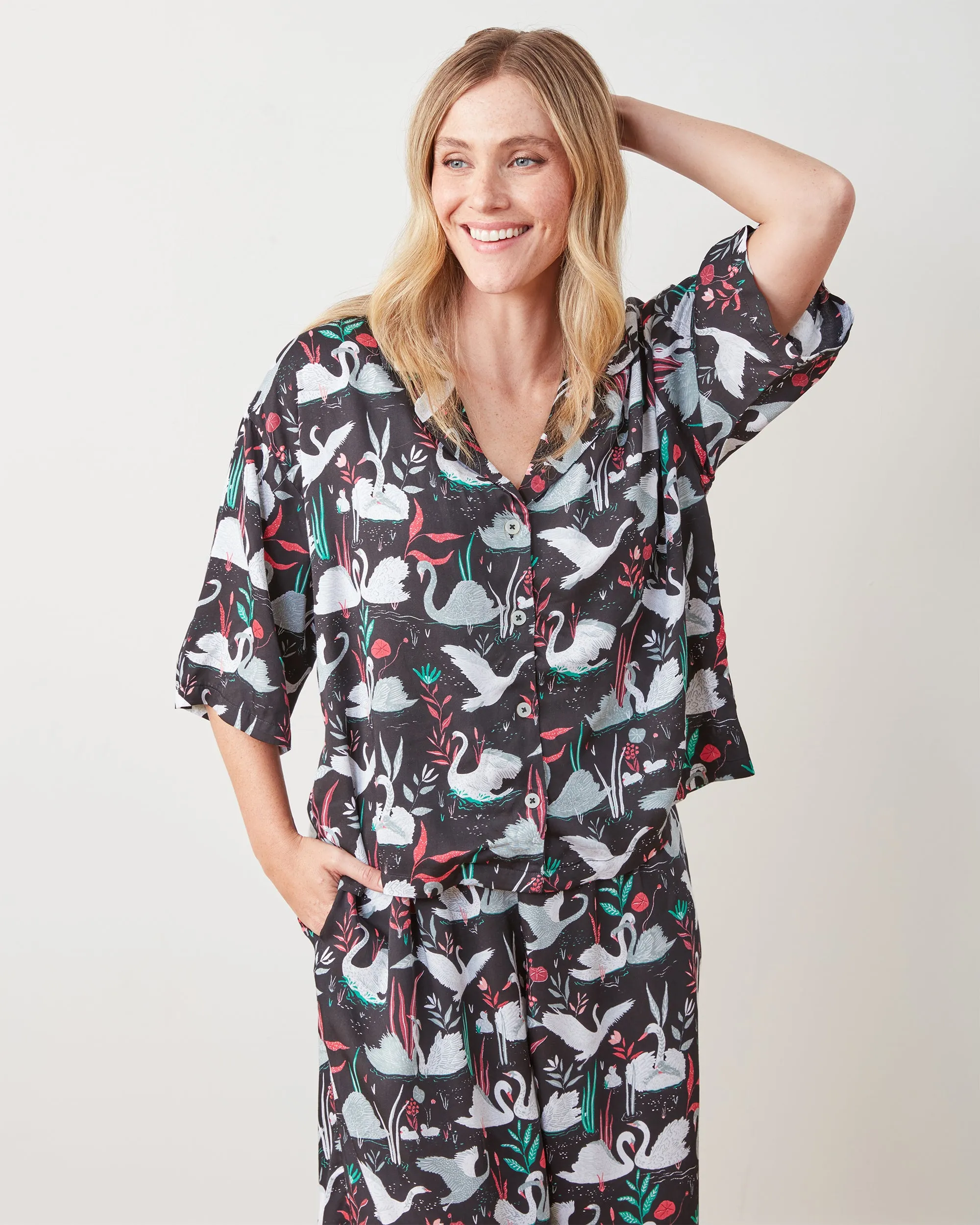 Enchanted Swans - Eco Satin Wildest Dreams Set - Starless Sky sold by Printfresh product image thumbnail 3