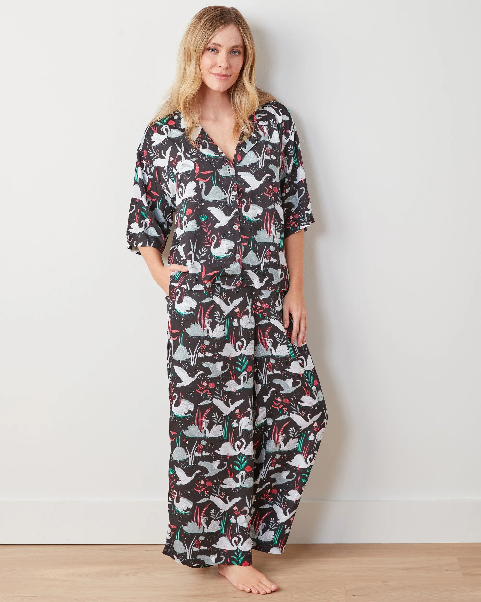 Enchanted Swans - Eco Satin Wildest Dreams Set - Starless Sky sold by Printfresh product image thumbnail 2