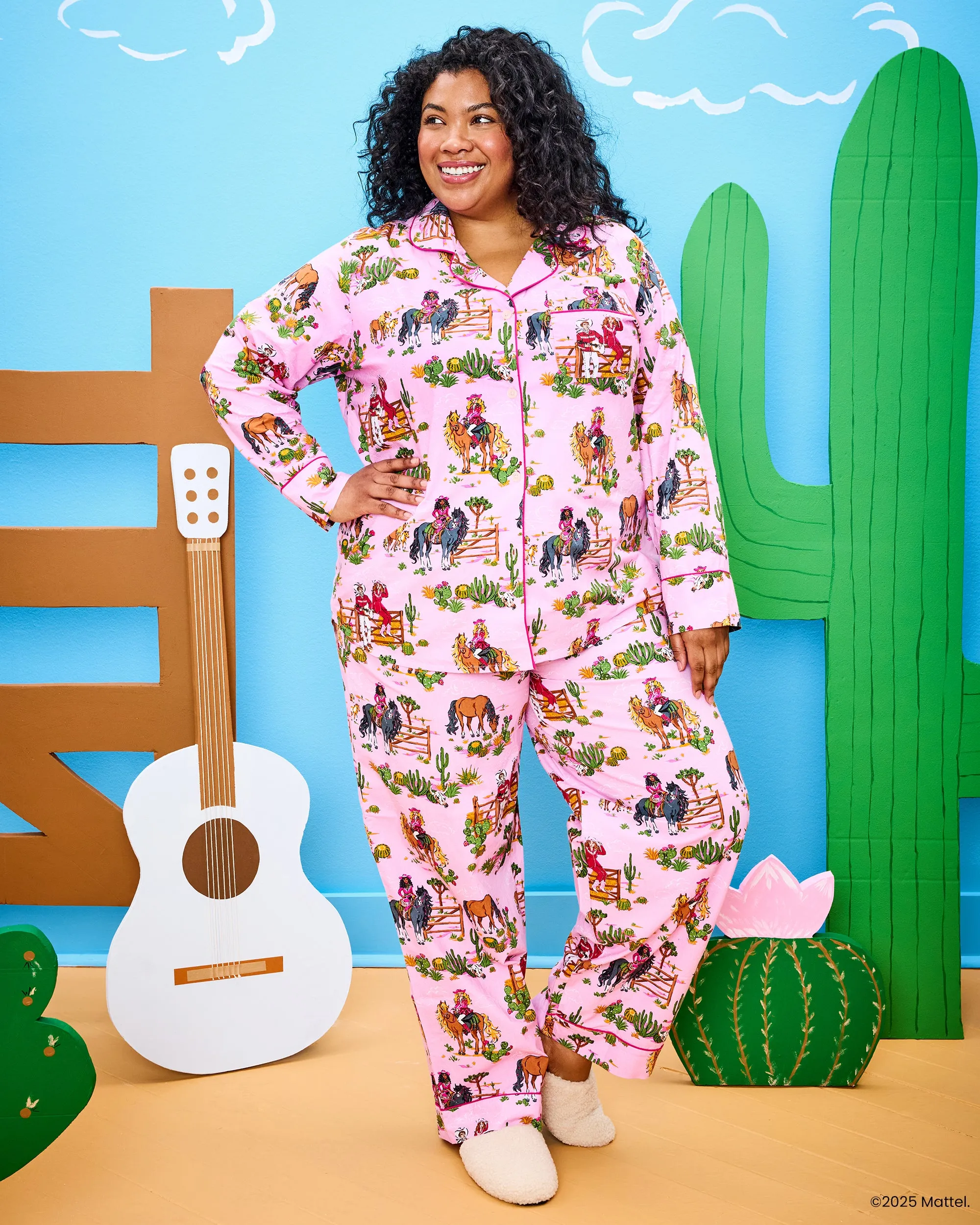 Barbie™ + Printfresh Western Barbie - Petite Long PJ Set - Cowgirl Pink sold by Printfresh product image thumbnail 4
