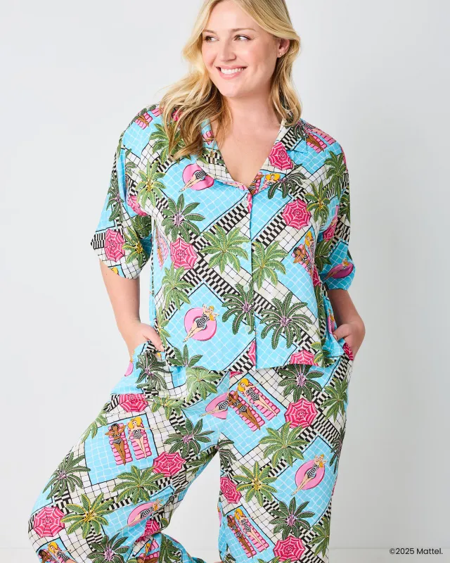 Barbie™ + Printfresh Retro Relaxation - Petite Satin Wildest Dreams Set - Retro Blue sold by Printfresh