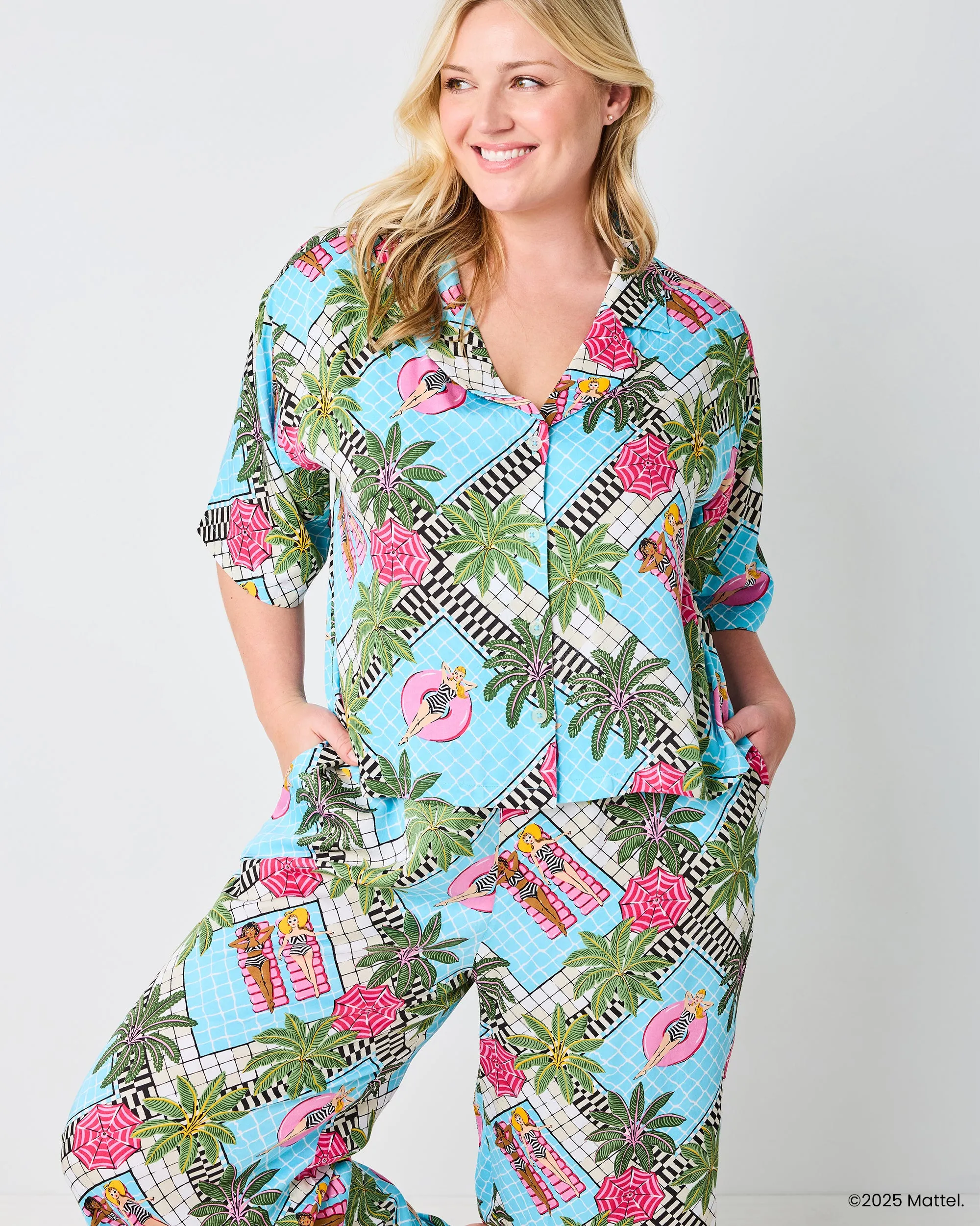 Barbie™ + Printfresh Retro Relaxation - Petite Satin Wildest Dreams Set - Retro Blue sold by Printfresh